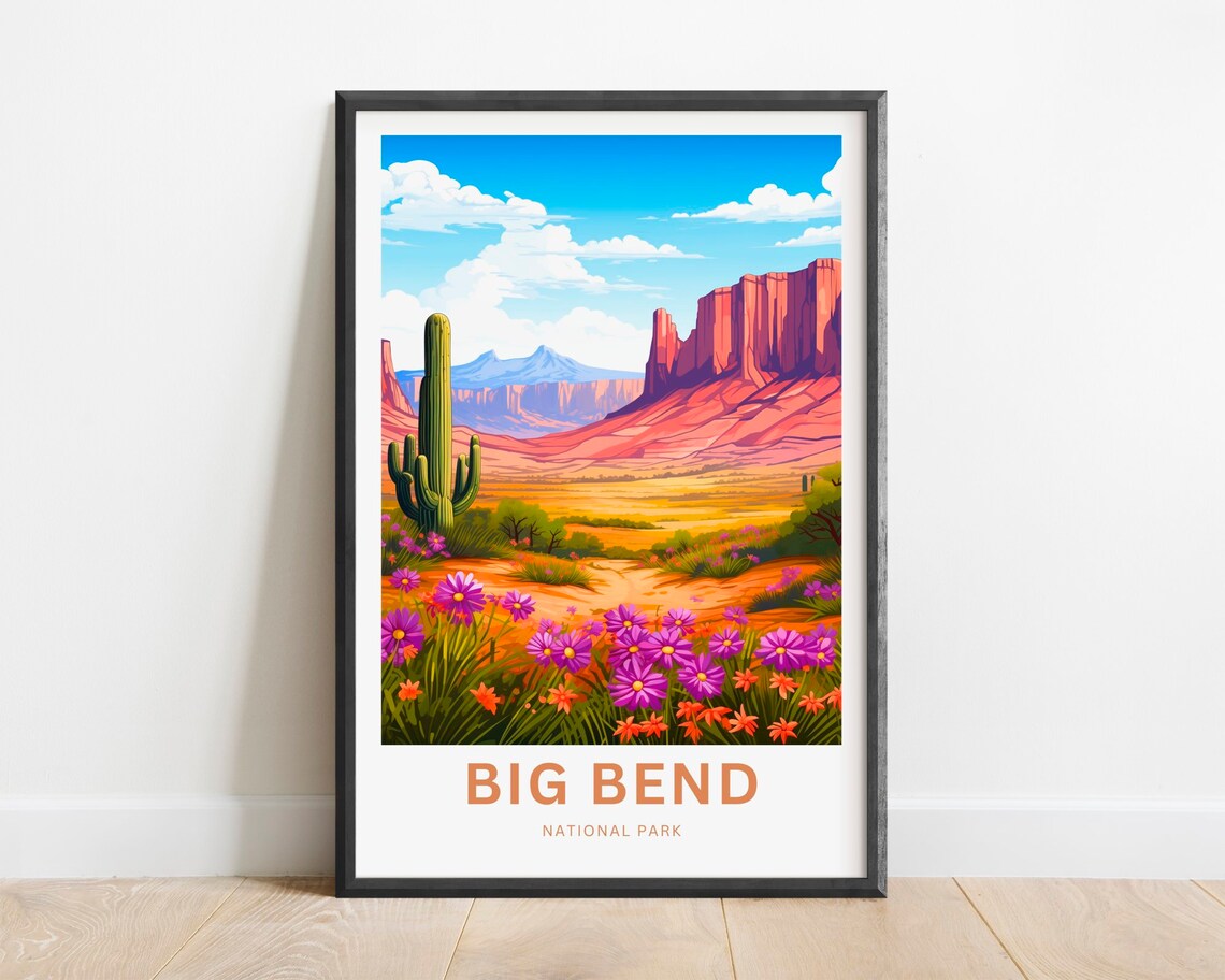 Big Bend National Park Desert Cliffs Wildflowers Travel Poster