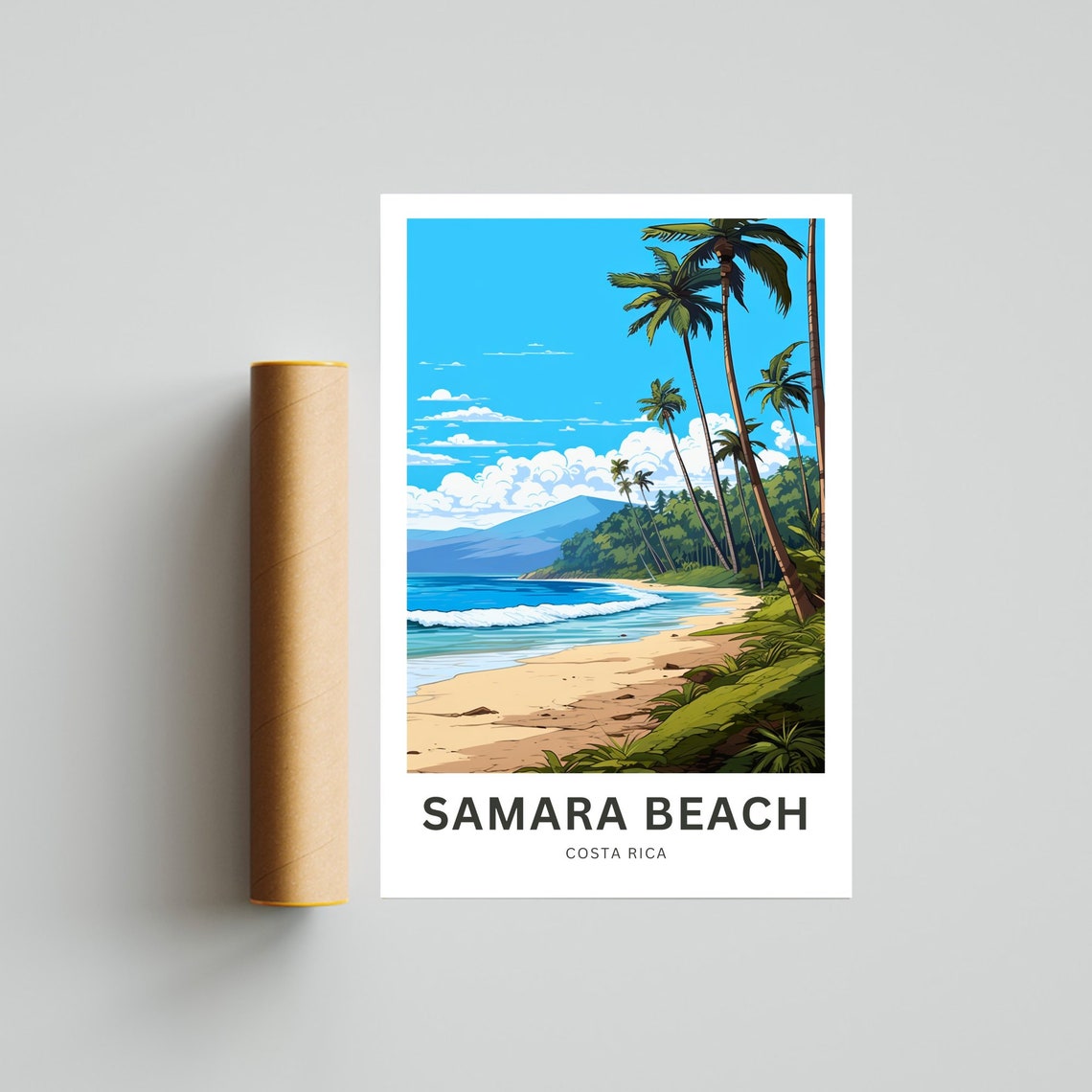Samara Beach Costa Rica Tropical Palm Beach Vintage Travel Poster - Image 4