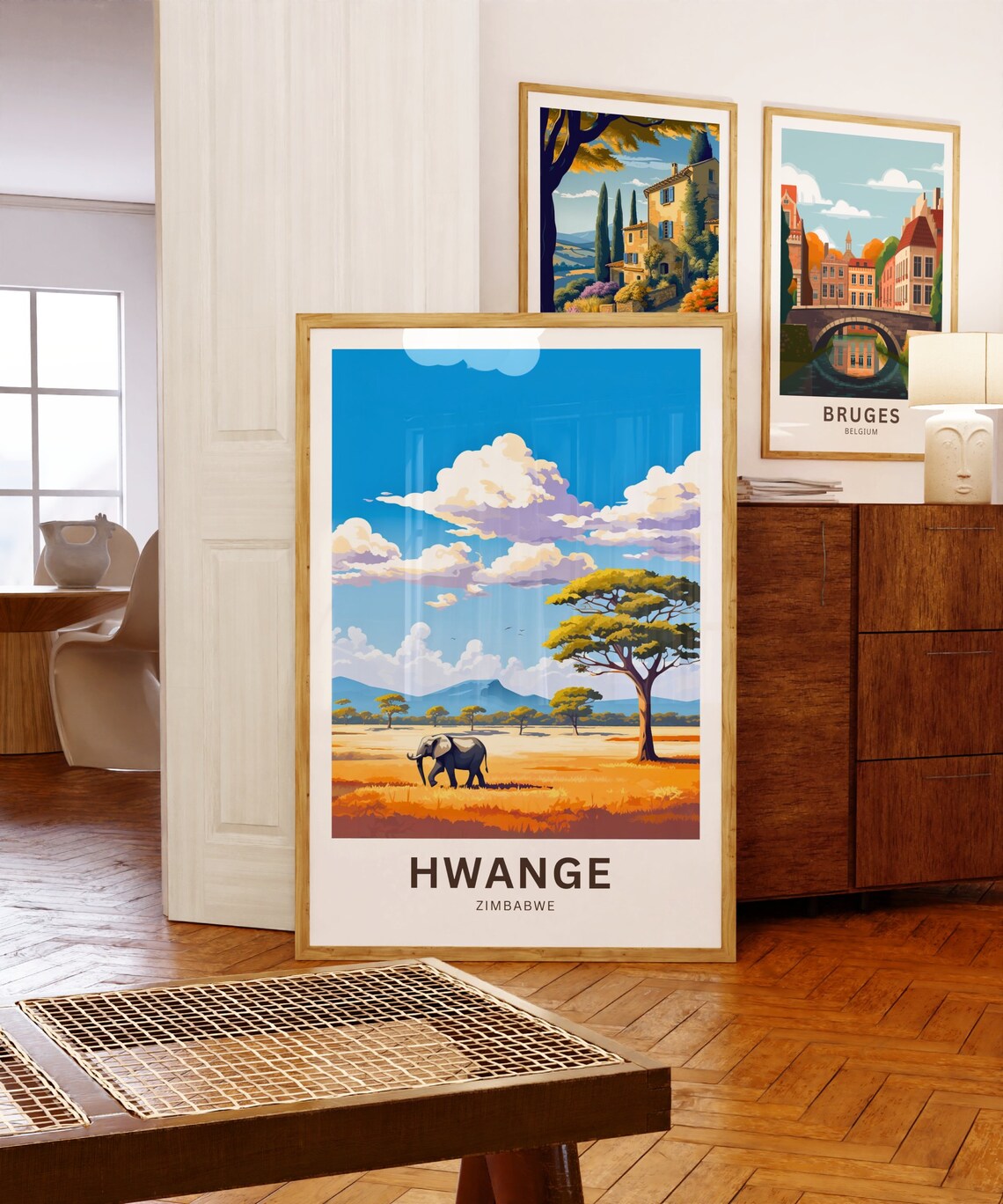 Hwange Zimbabwe Elephant Safari Savannah Personalized Travel Poster - Image 5