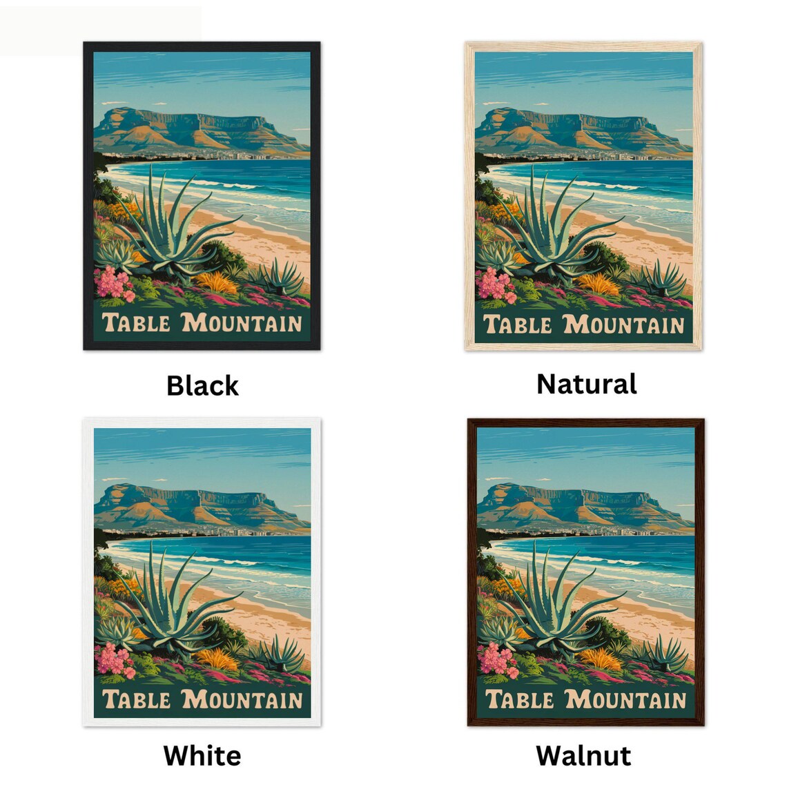 Table Mountain South Africa Vintage Travel Poster Cape Town Coastline - Image 4