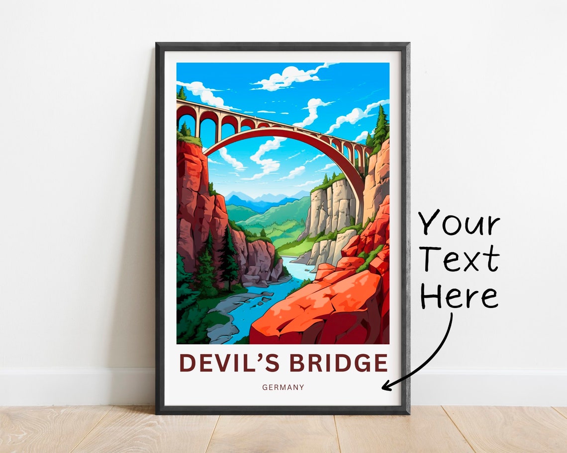 Personalized Devil's Bridge Germany Stone Viaduct Travel Poster