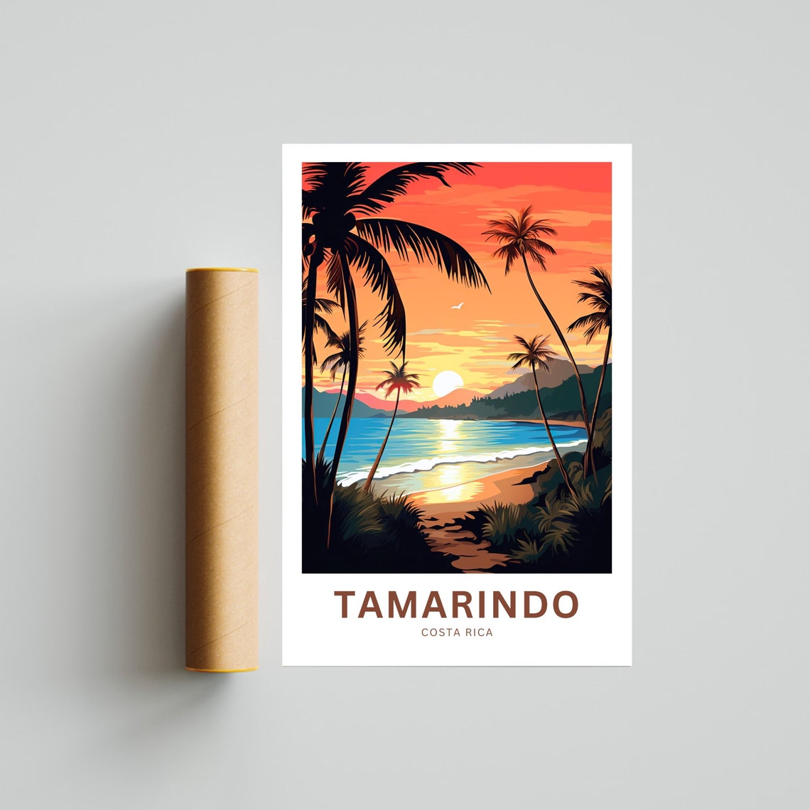 Tamarindo Costa Rica Custom Text Beach Sunset Palms Travel Poster - Image 4