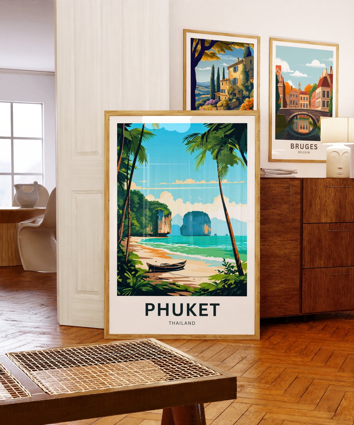 Personalized Phuket Thailand Beach Boat Custom Text Travel Poster - Image 5