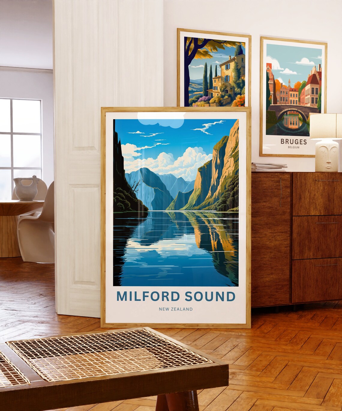 Milford Sound New Zealand Mirror Lake Reflection Custom Travel Poster - Image 5