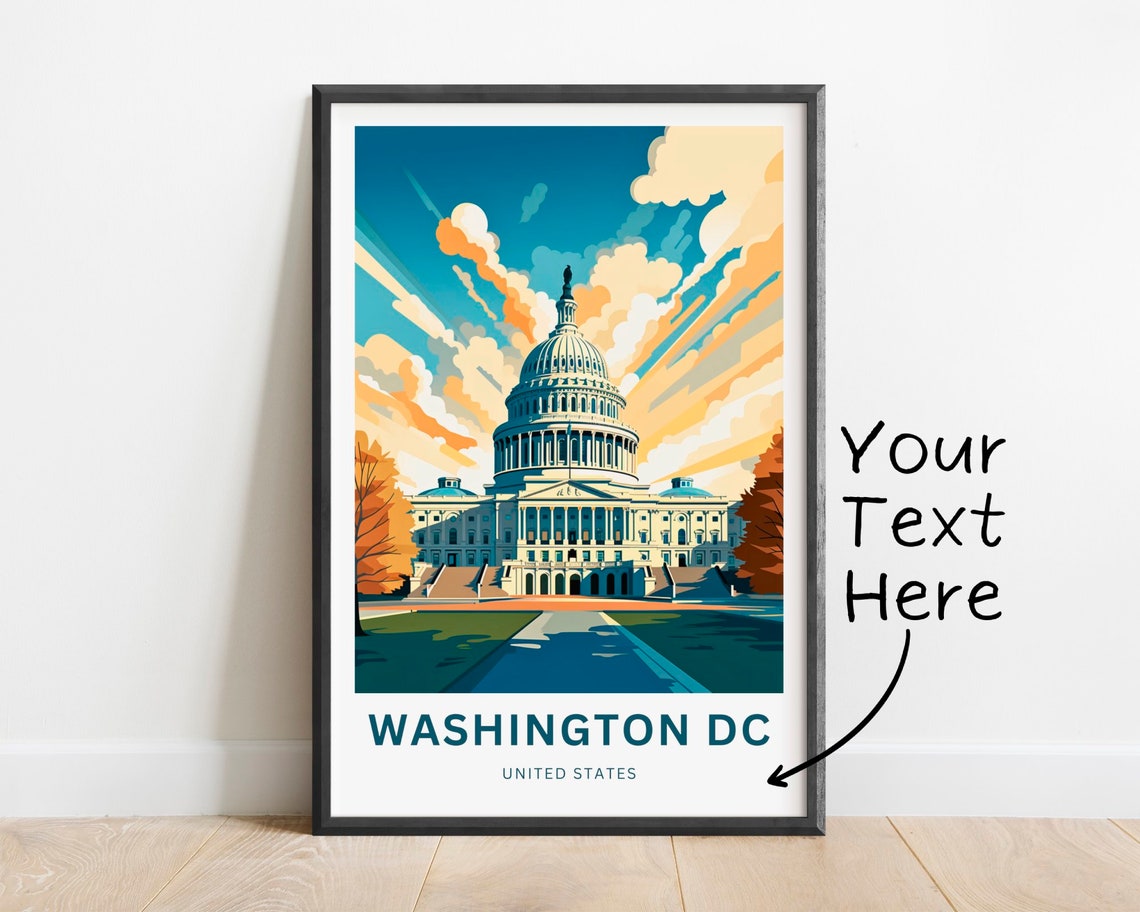 Personalized Washington DC Capitol Dome Clouds Classic Travel Poster