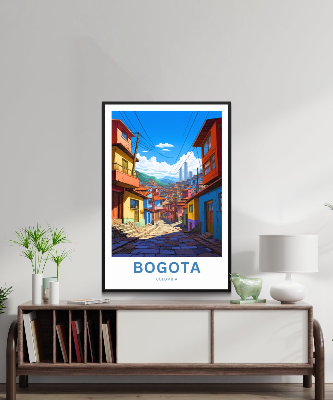 Bogota Colombia Colorful Hillside Street Cityscape Art Poster - Image 2