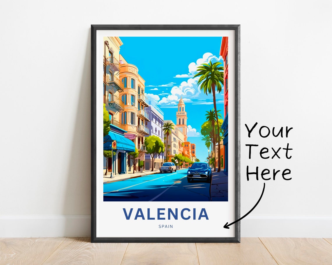 Valencia Spain Personalized Sunny Palm Street Cityscape Poster