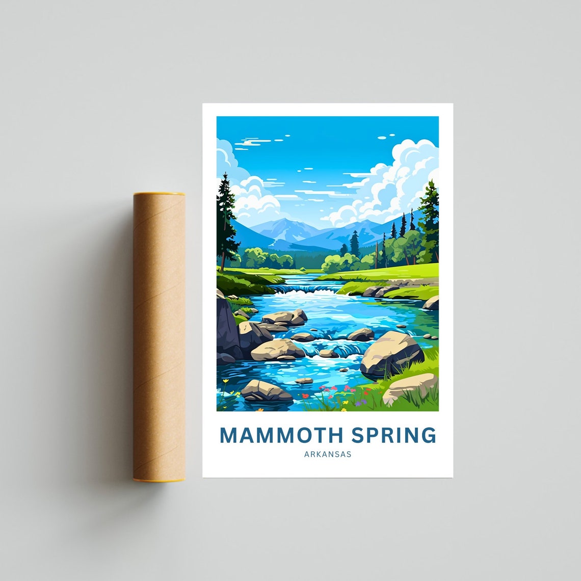 Mammoth Spring Arkansas Mountain Stream Rocks Custom Travel Poster - Image 4
