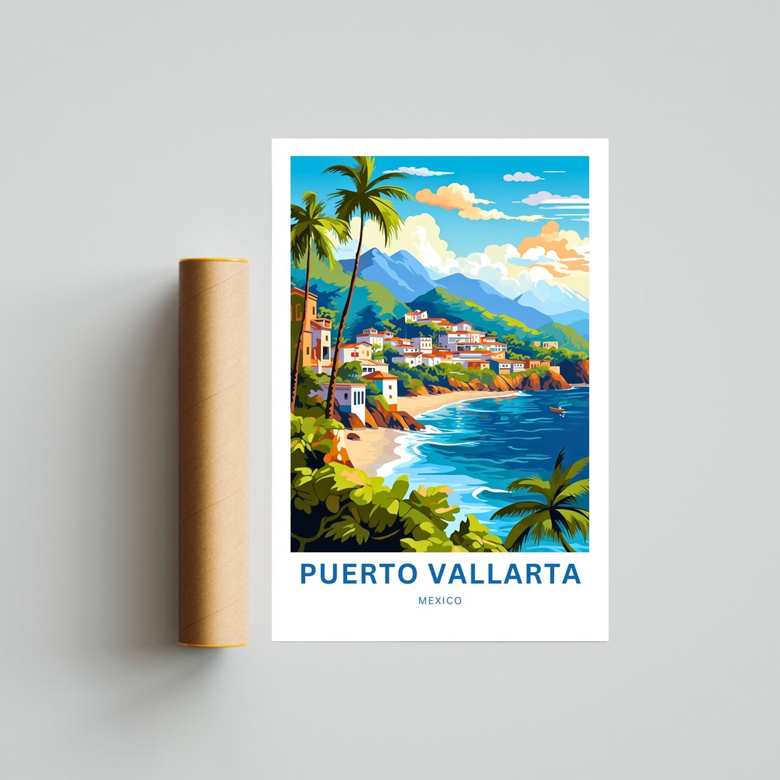 Puerto Vallarta Mexico Rooftop Bay Sailboats View Travel Poster - Image 4