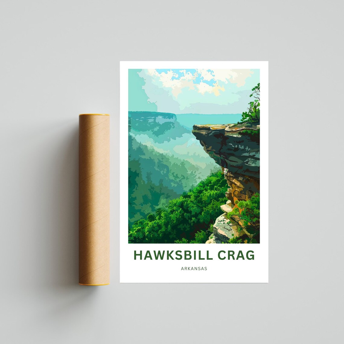 Personalized Hawksbill Crag Arkansas Misty Bluff Scenic Travel Poster - Image 4