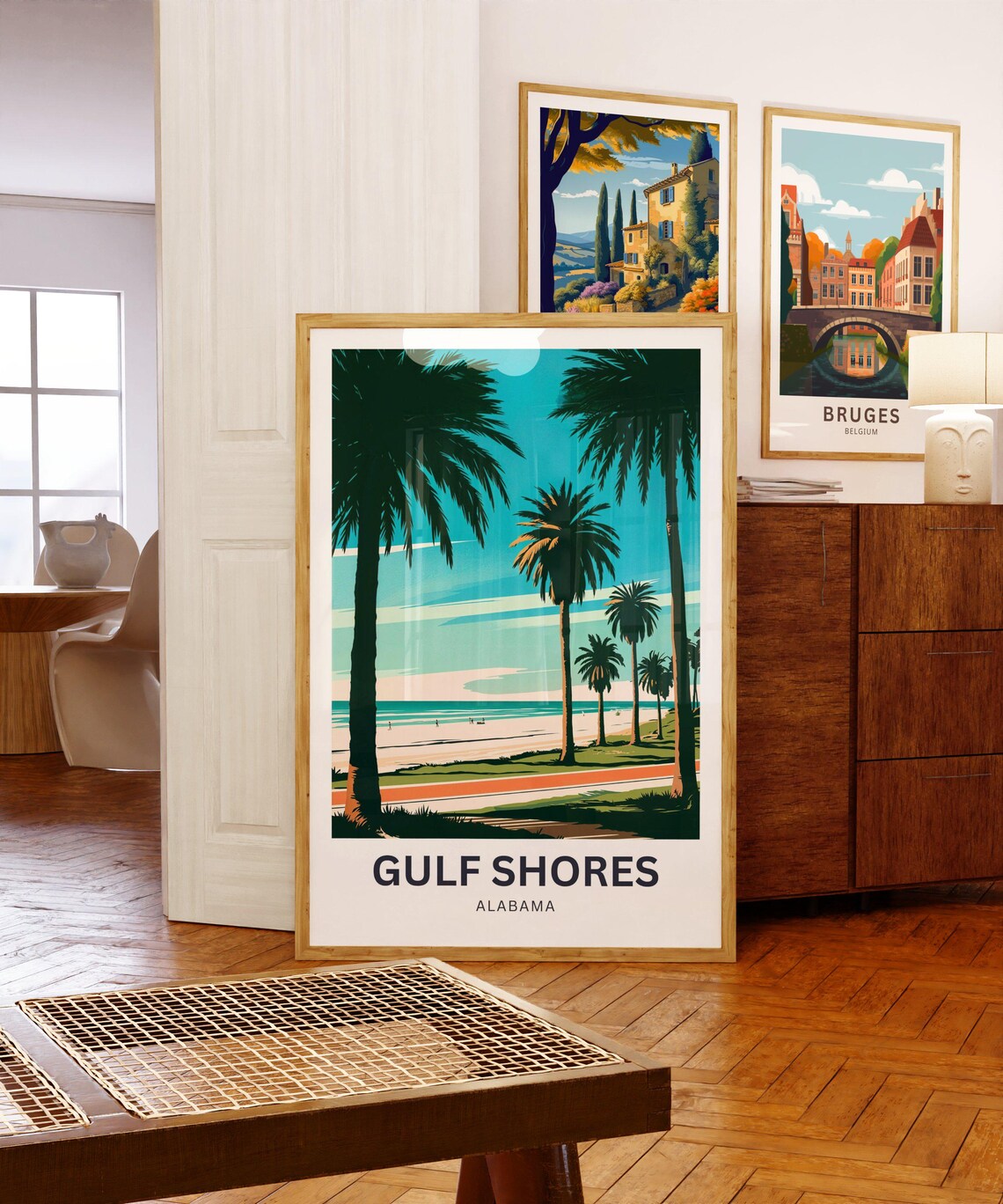 Gulf Shores Alabama Palm Beach Boardwalk Coastal Travel Poster - Image 5