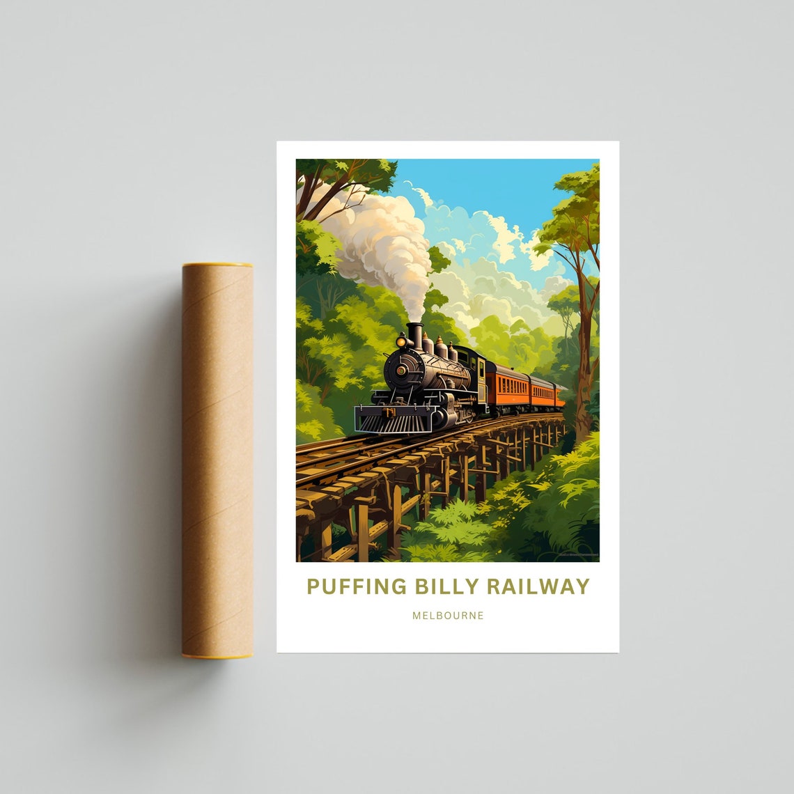 Puffing Billy Railway Melbourne Steam Train Trestle Bridge Poster - Image 4