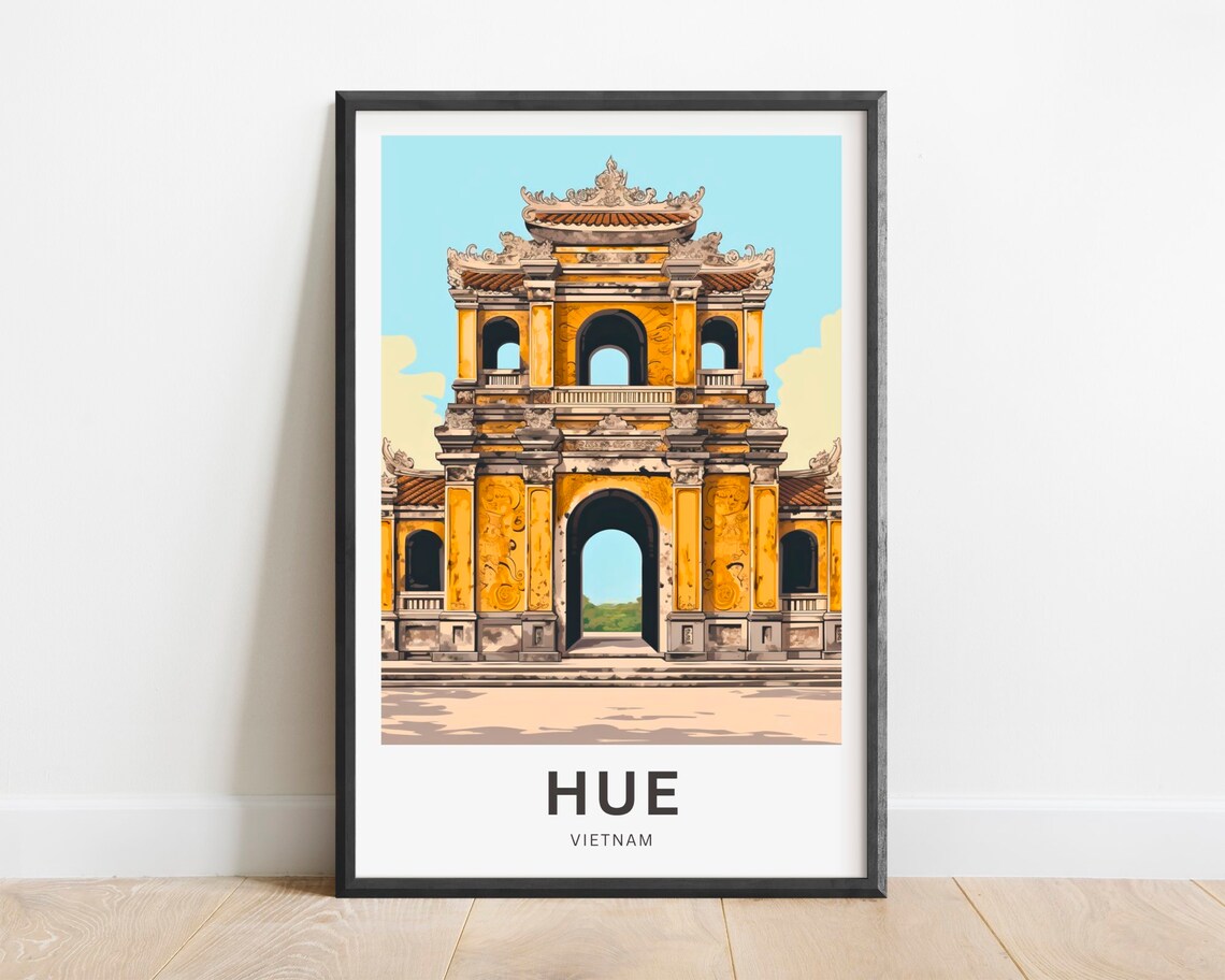Hue Vietnam Imperial City Golden Gate Heritage Travel Poster
