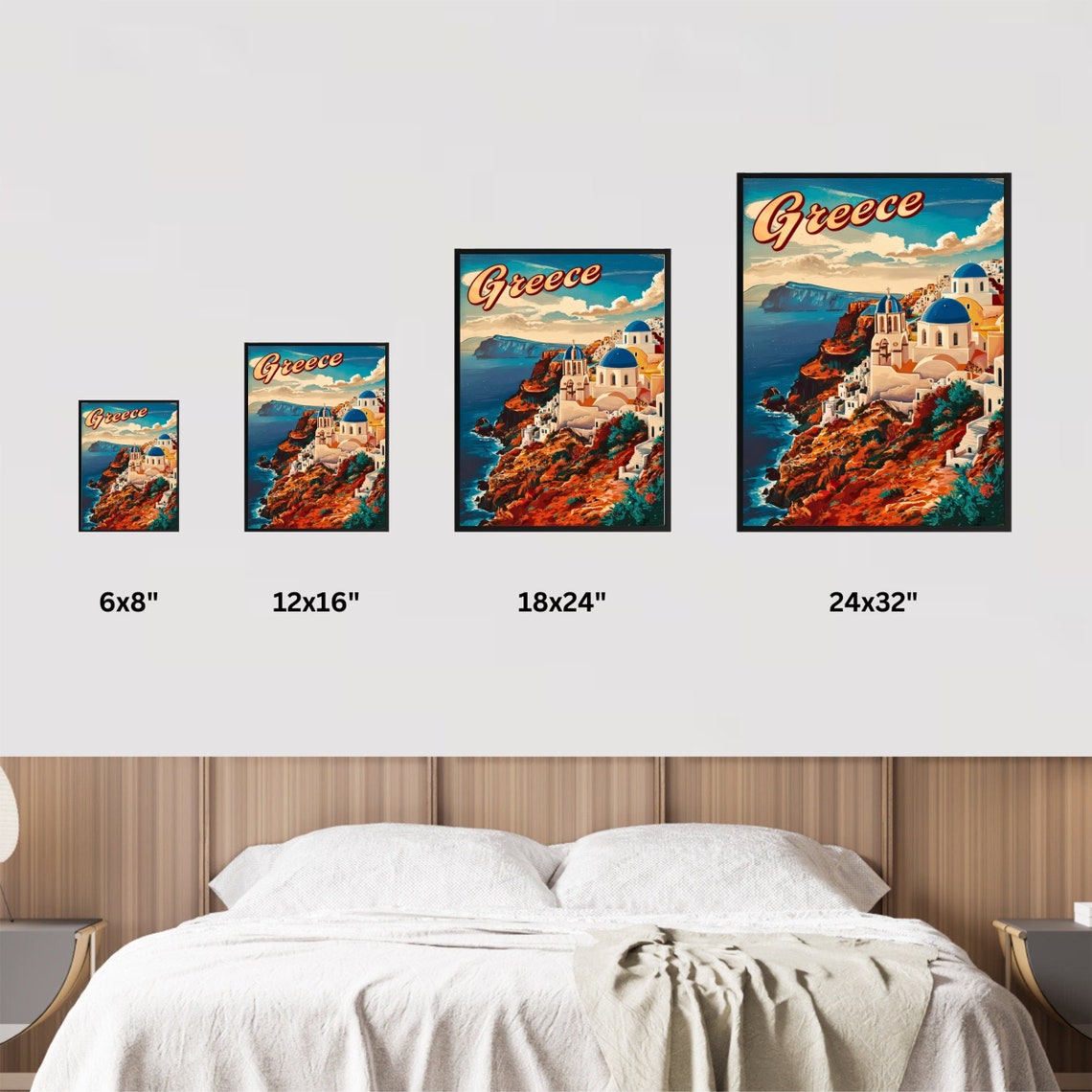 Greece Island Cove Beach Village Cliffs Vintage Travel Poster - Image 4