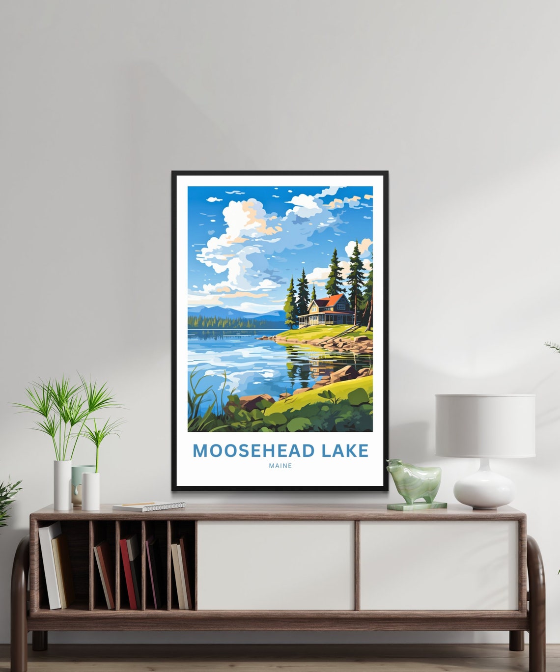Moosehead Lake Maine Personalized Lakeside Cabin Travel Poster - Image 3