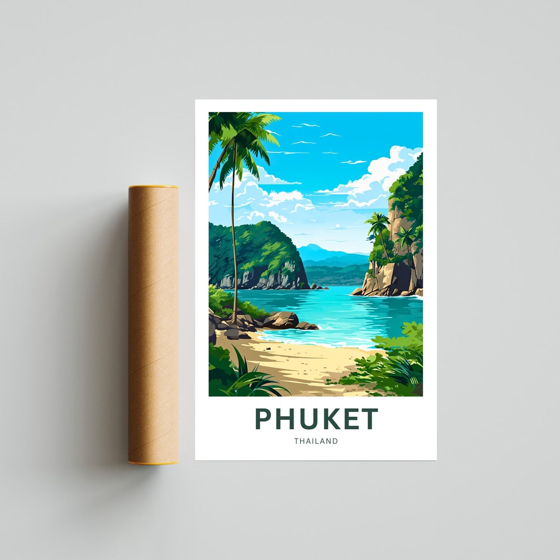 Personalized Phuket Thailand Hidden Cove Custom Text Travel Poster - Image 4
