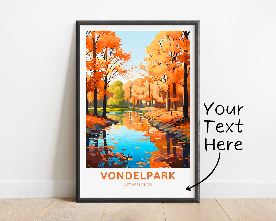 Vondelpark Netherlands Autumn Lake Personalized Travel Poster