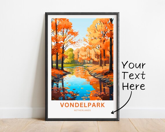 Vondelpark Netherlands Autumn Lake Personalized Travel Poster