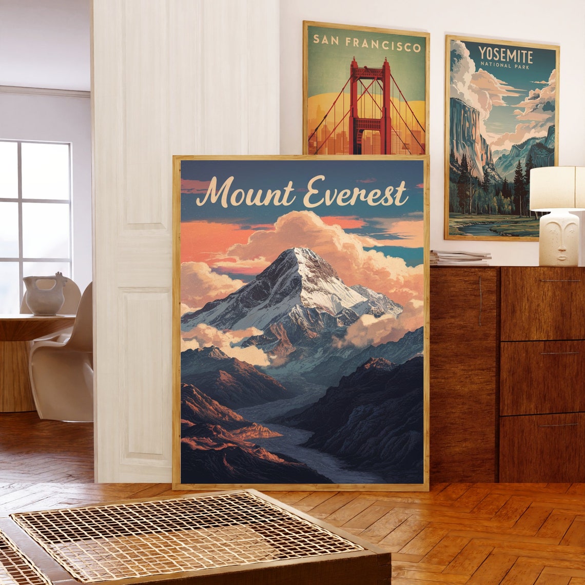 Mount Everest Snow Peak Clouds Sunset Vintage Mountain Travel Poster - Image 5
