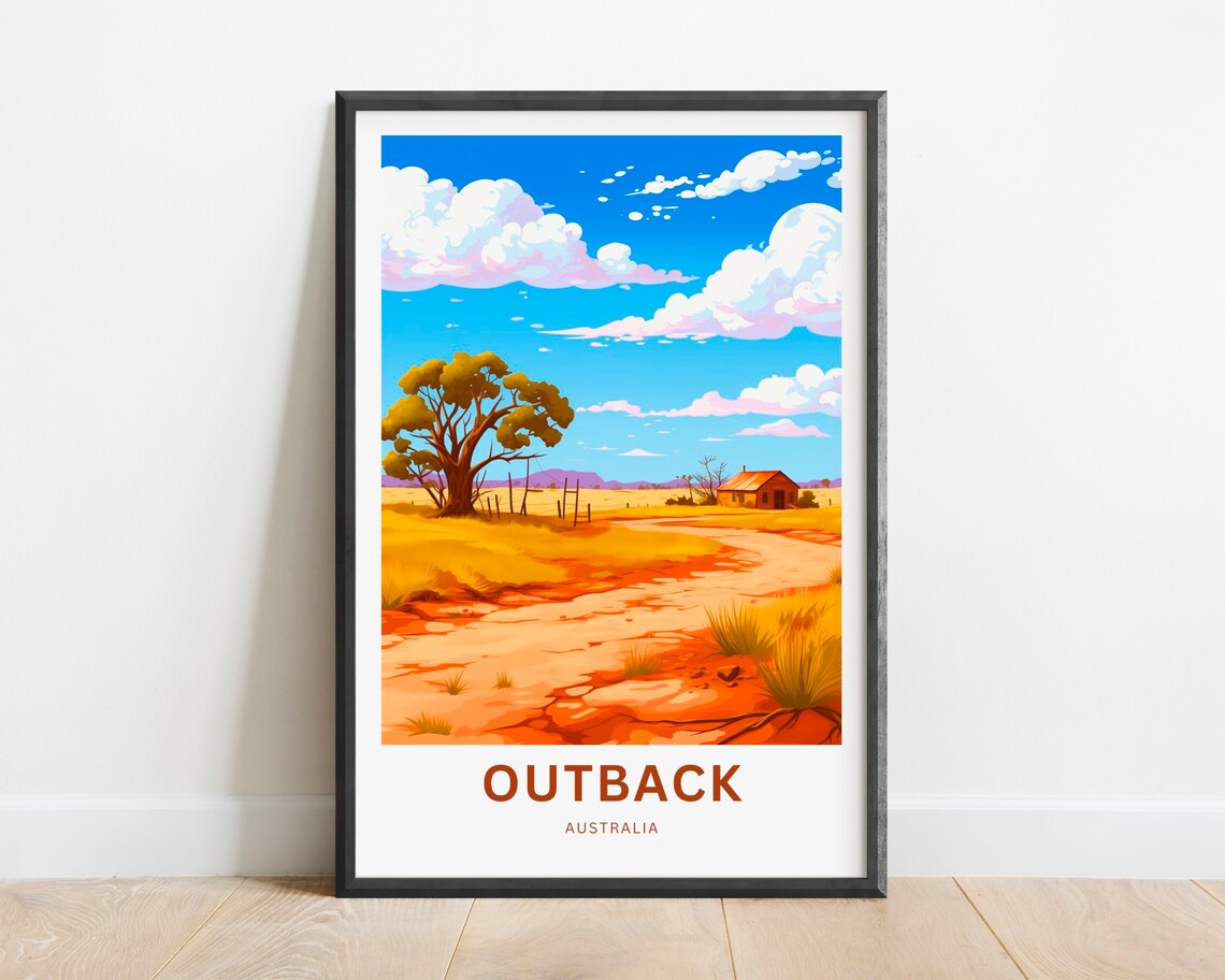 Australian Outback Farmhouse Dirt Road Country Travel Poster