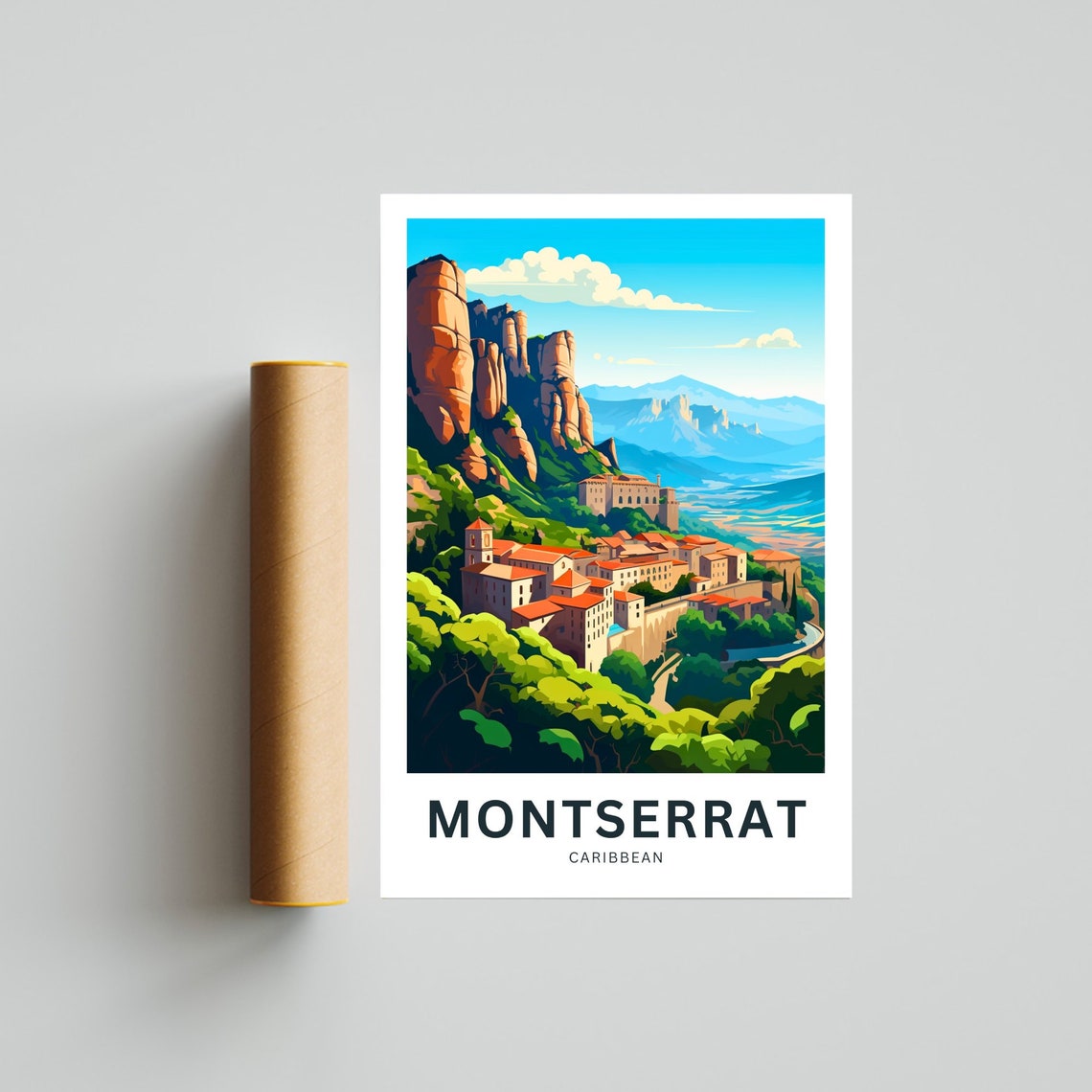Montserrat Travel Print Montserrat Poster Caribbean Wall Art Framed Present Gift United Kingdom Present - Image 4