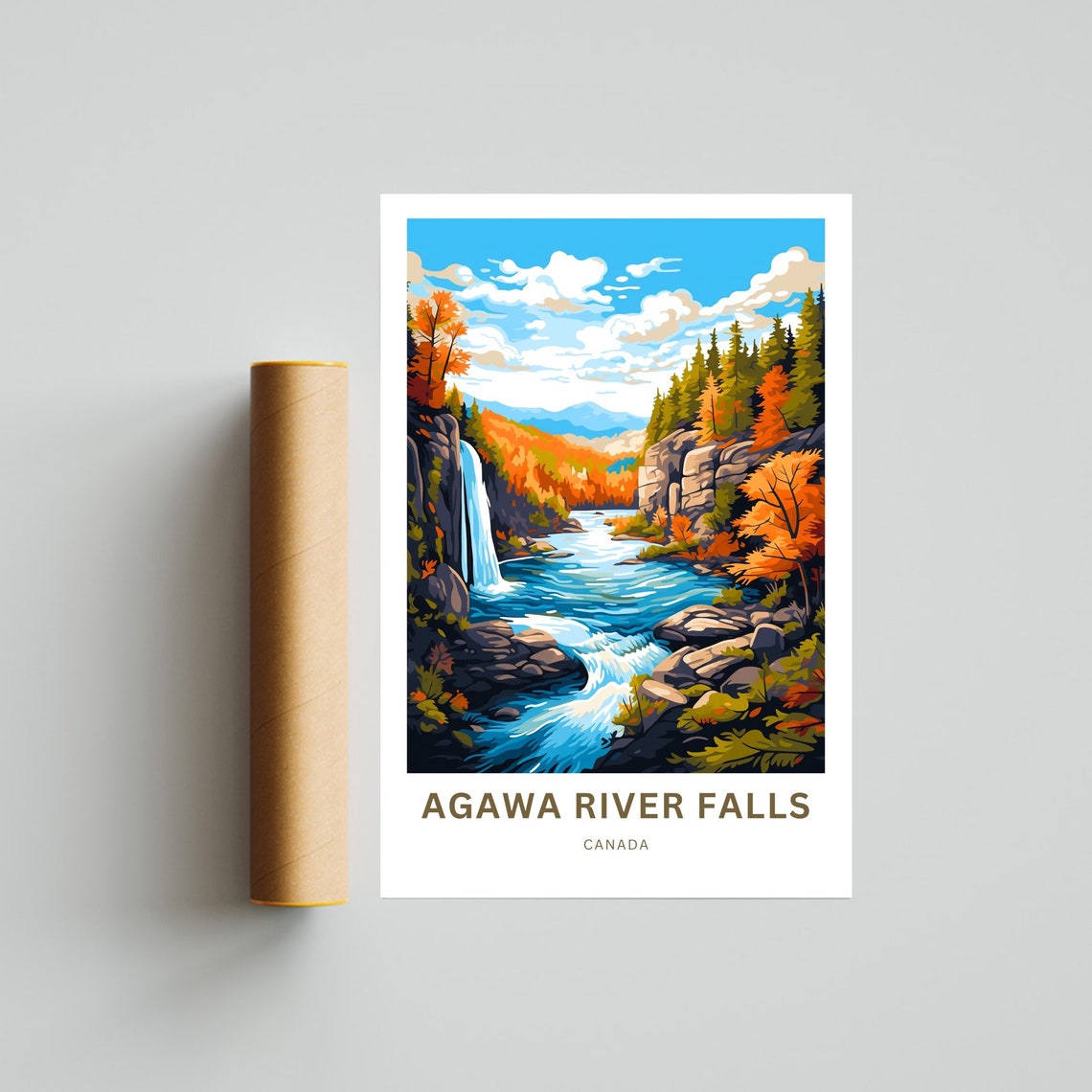 Personalized Agawa River Falls Canada Autumn Rapids Gorge Poster - Image 4