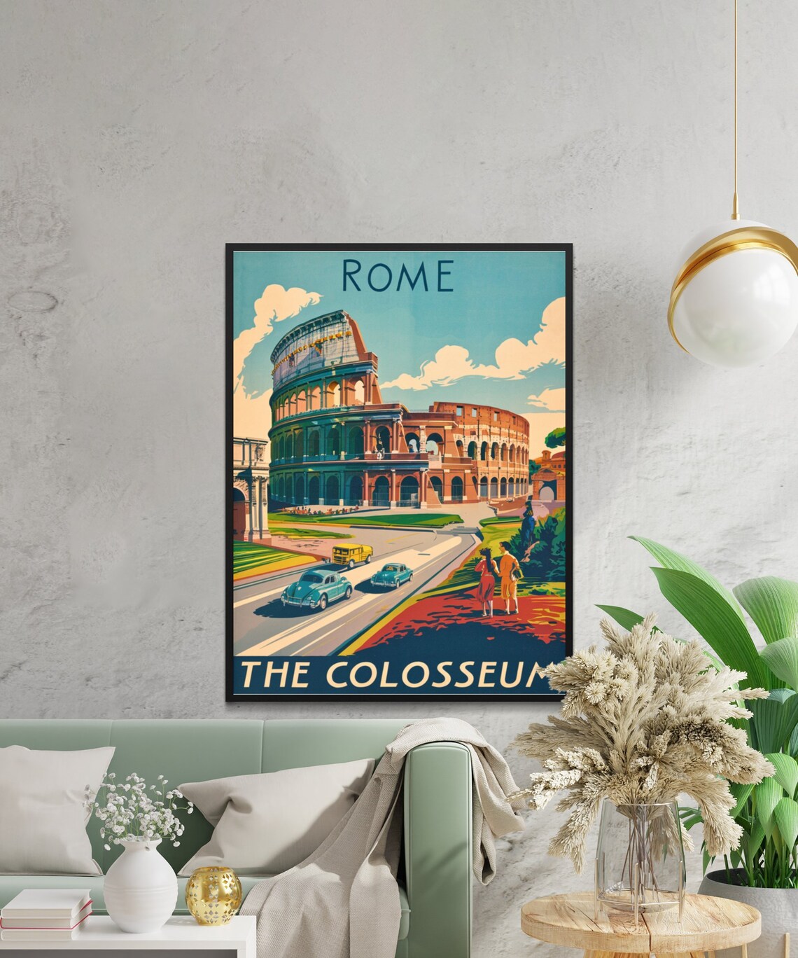 Rome Italy The Colosseum Street Scene Classic Retro Travel Poster - Image 2