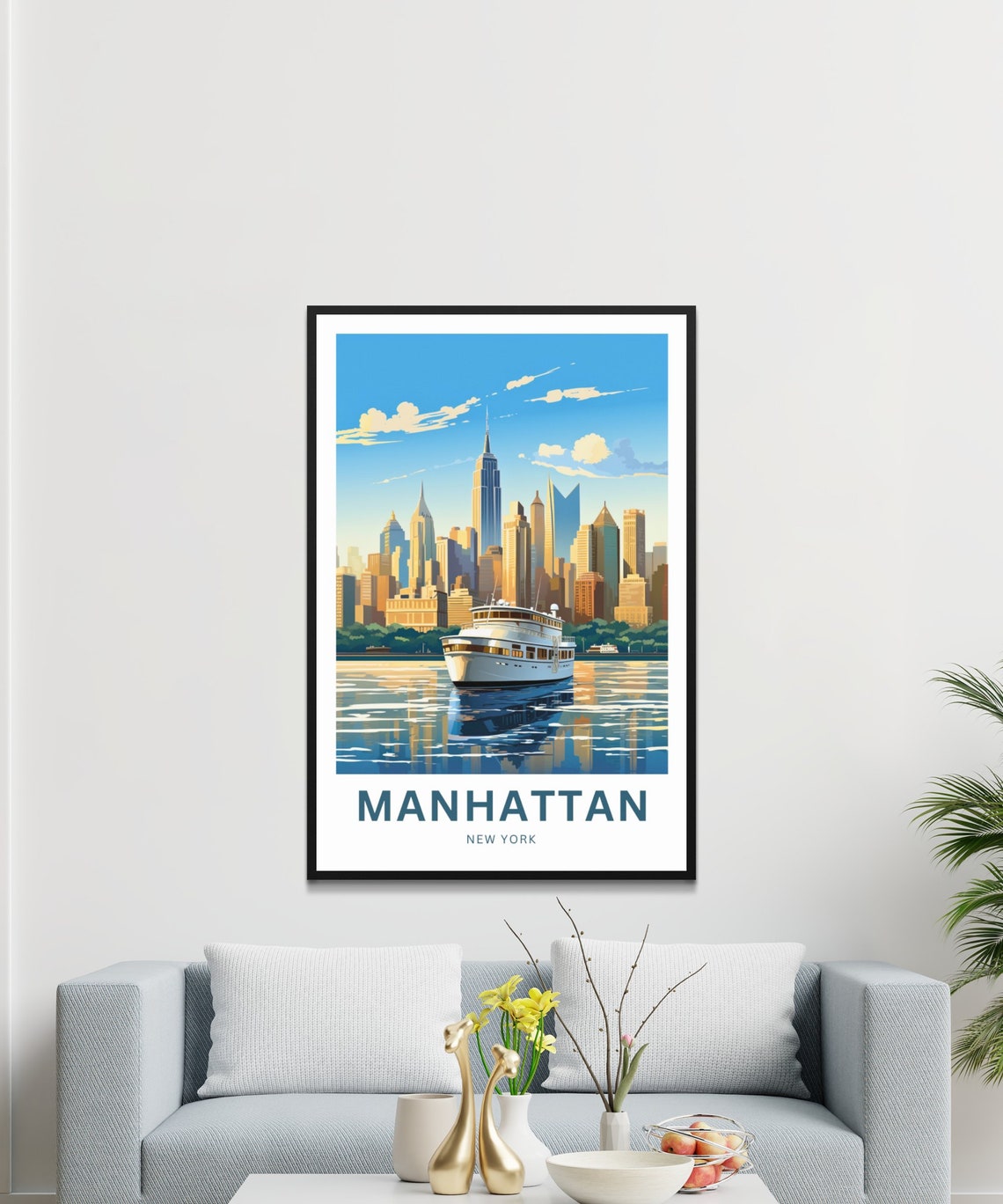 Personalized Manhattan New York Cruise Ship Skyline Scene Poster - Image 3