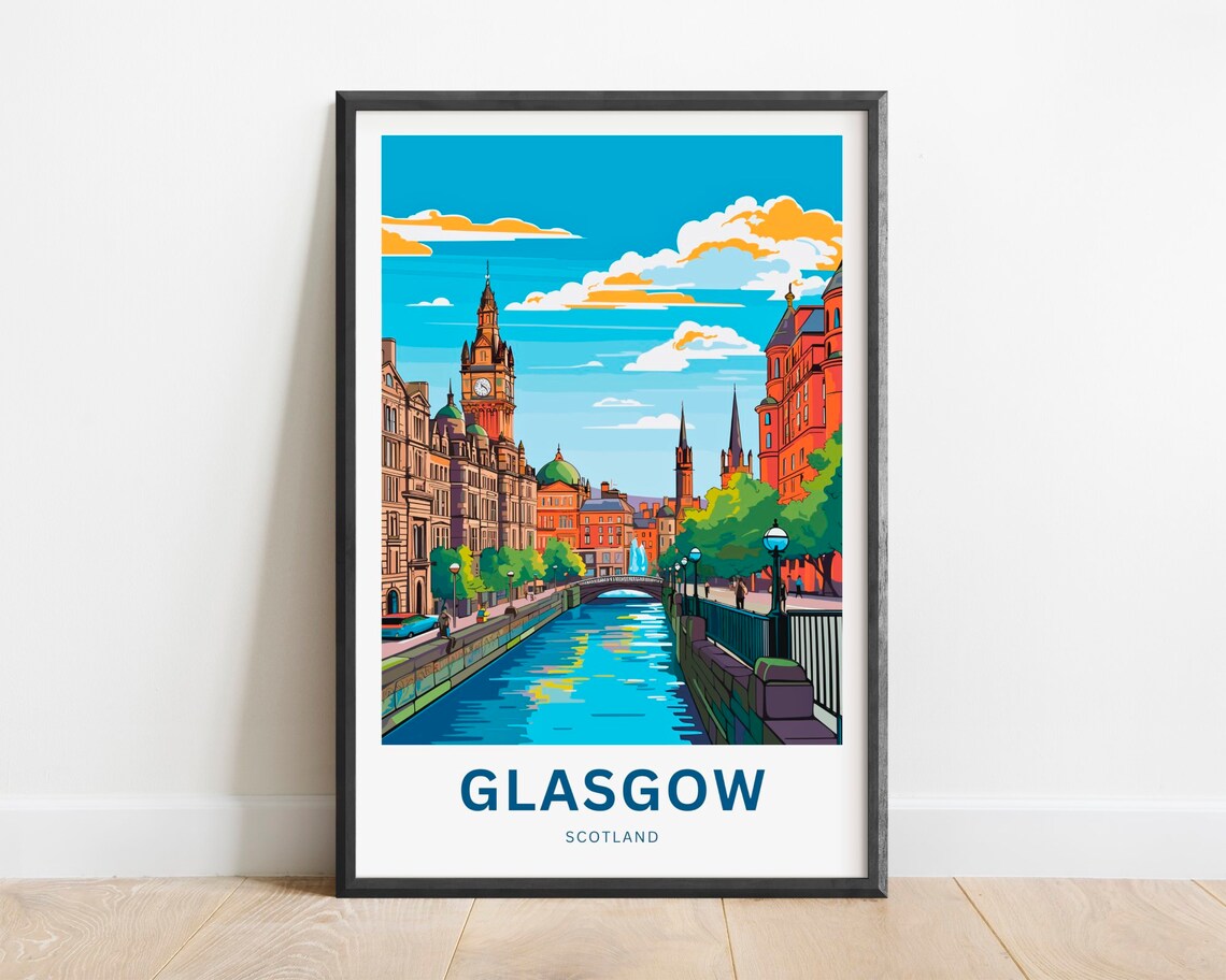 Glasgow Scotland Canal Historic Buildings Clock Tower Poster
