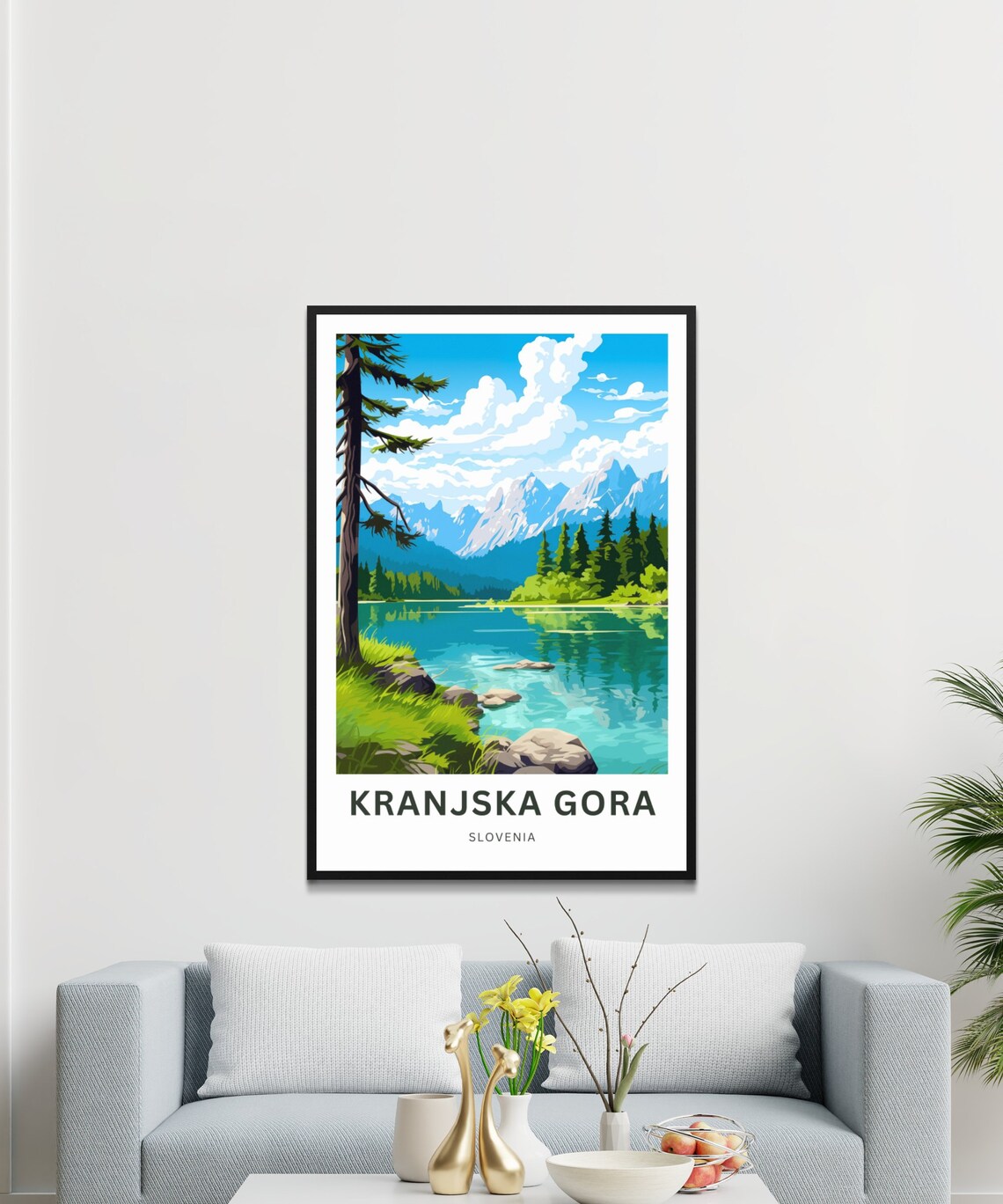 Personalized Kranjska Gora Slovenia Alpine Lake Travel Poster - Image 3