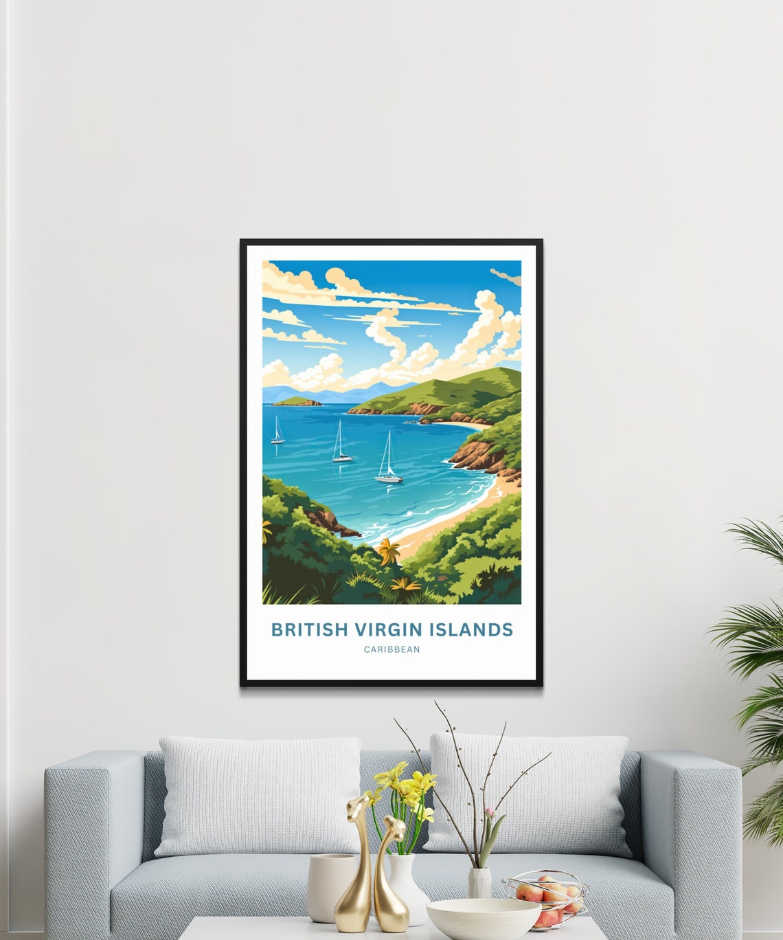 British Virgin Islands Caribbean Sailboats Beach Bay Tropical Poster - Image 2