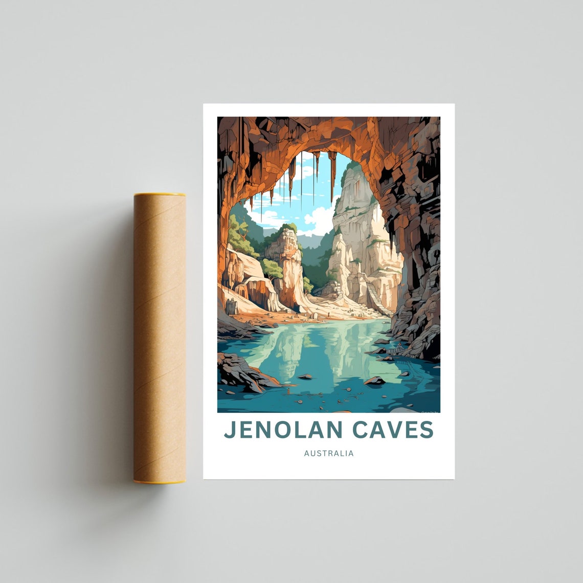 Jenolan Caves Australia Cave Lake Limestone Retro Travel Poster - Image 4