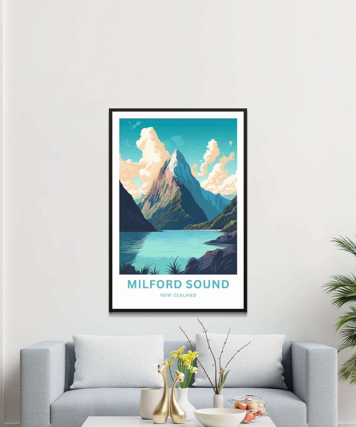 Milford Sound New Zealand Mitre Peak Fjord Waters Travel Poster - Image 3