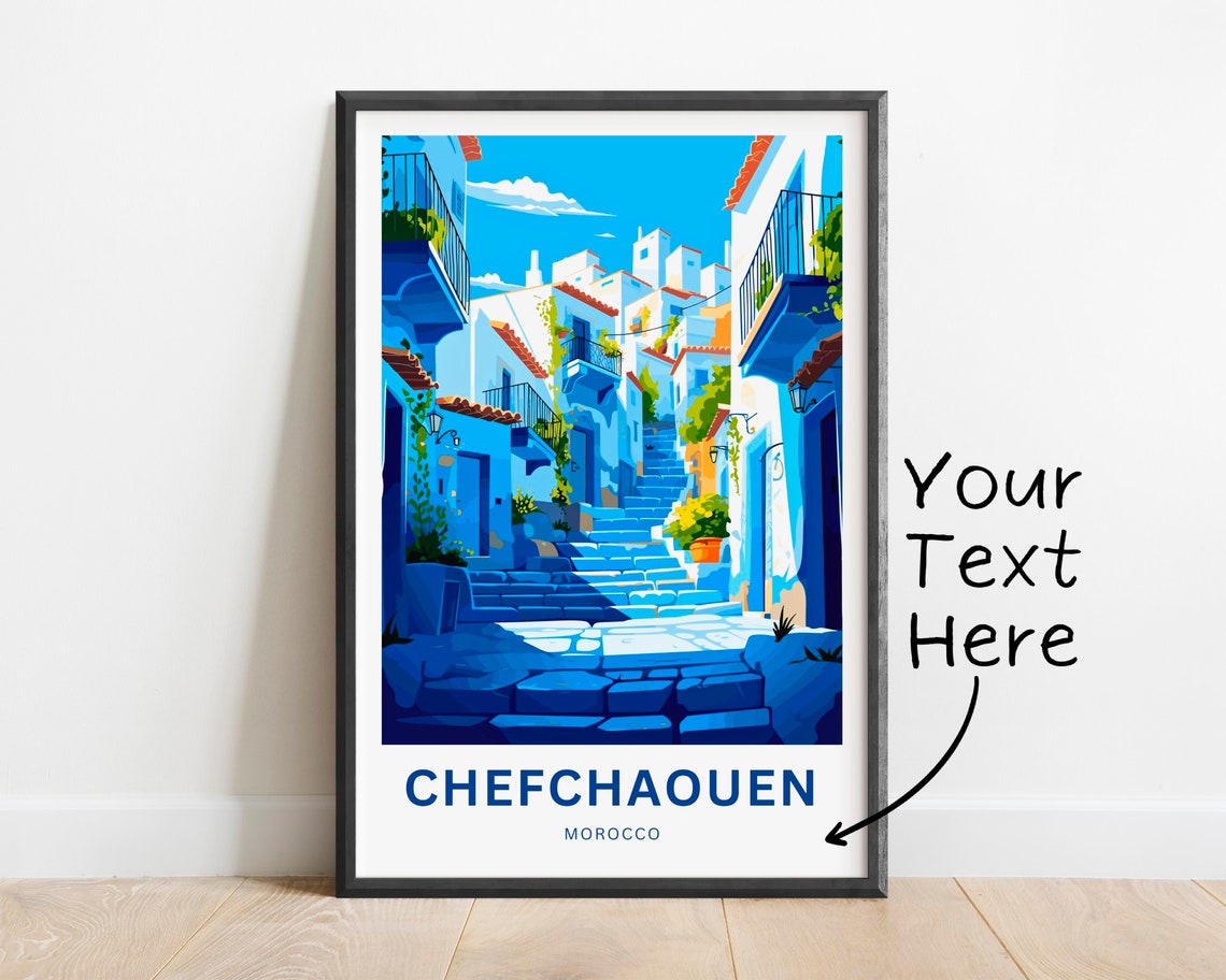 Personalized Chefchaouen Travel Print Chefchaouen Poster Morocco Wall Art Framed Present Gift Morocco Present