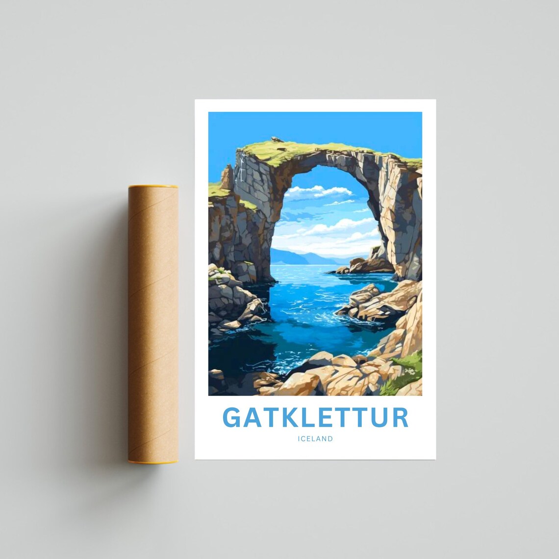 Personalized Gatklettur Iceland Poster of Natural Rock Arch Art - Image 4