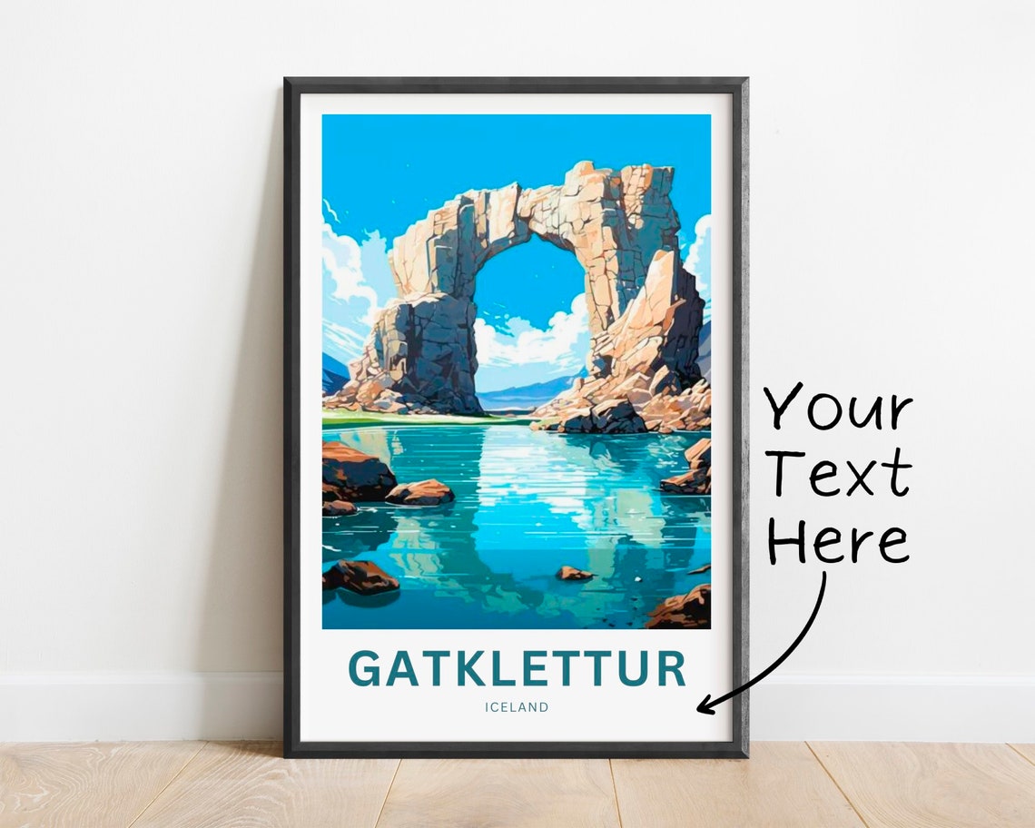 Personalized Gatklettur Iceland Poster with Coastal Rock Arch Art