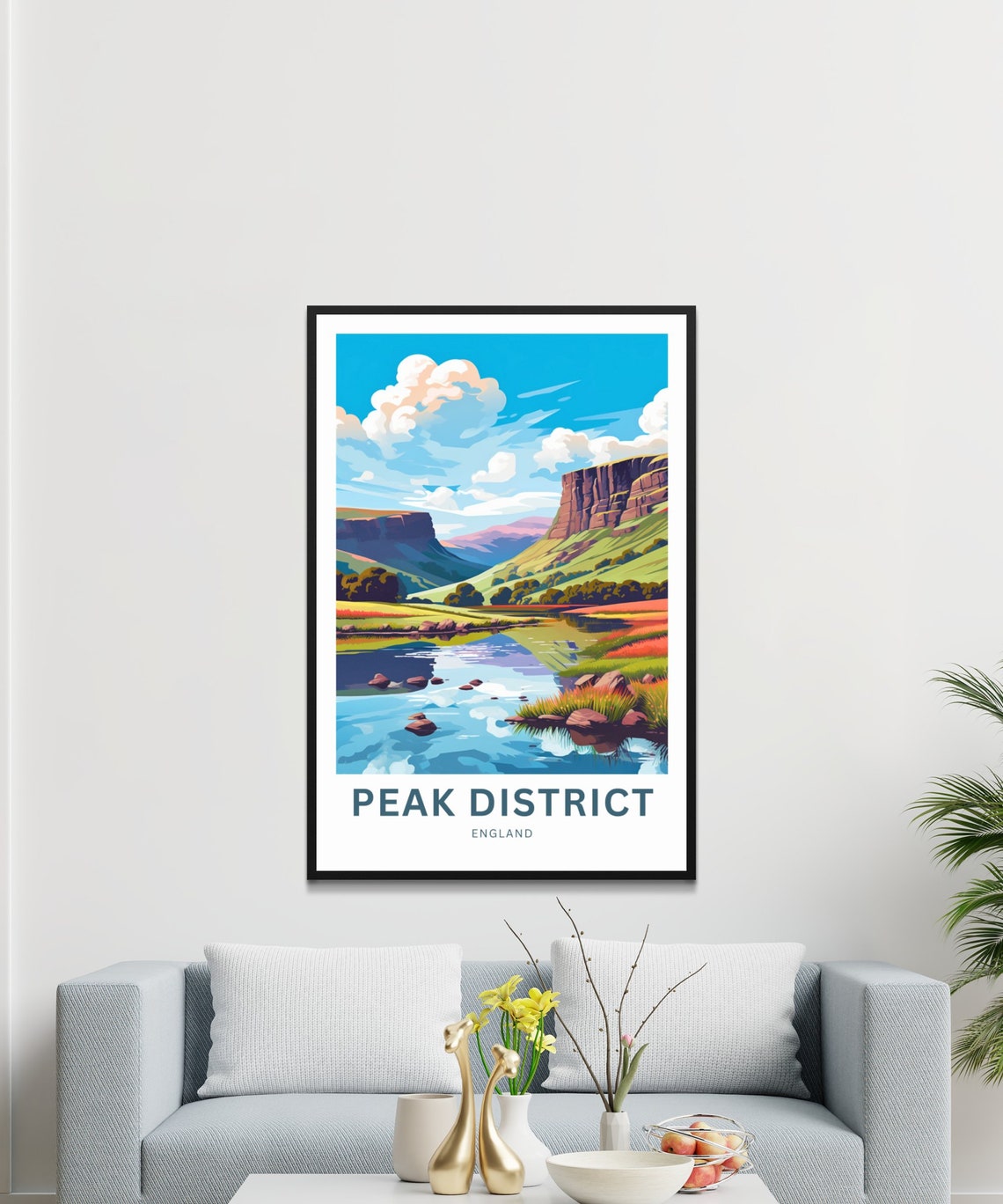 Peak District Valley River Cliffs Countryside England Poster - Image 3