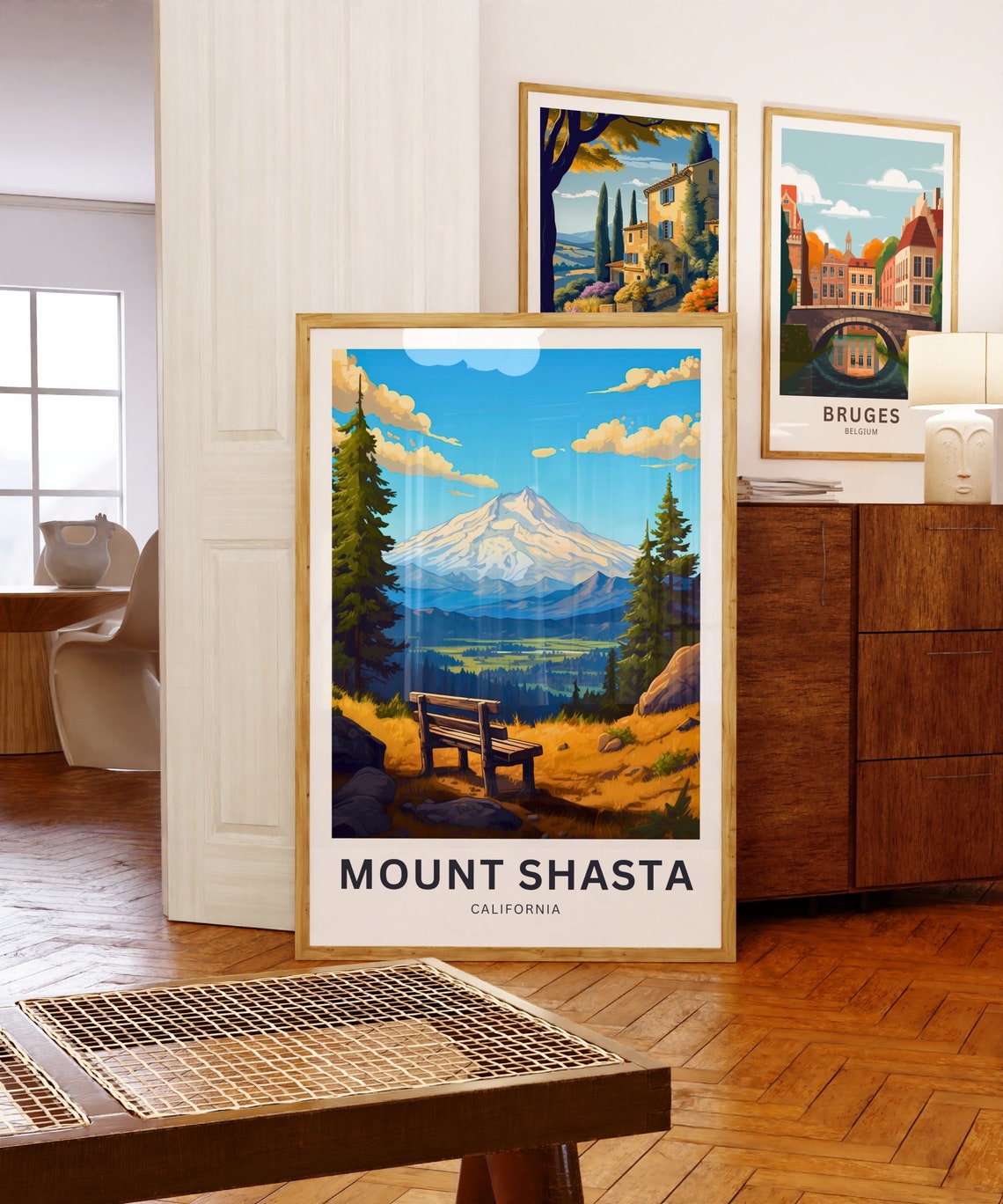 Personalized Mount Shasta California Overlook Bench Custom Poster - Image 5
