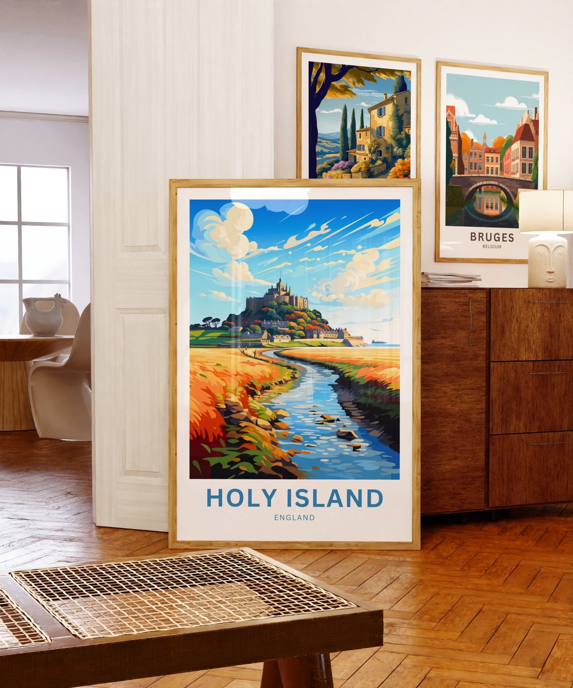 Holy Island England Personalized Castle River Marsh Travel Poster - Image 5