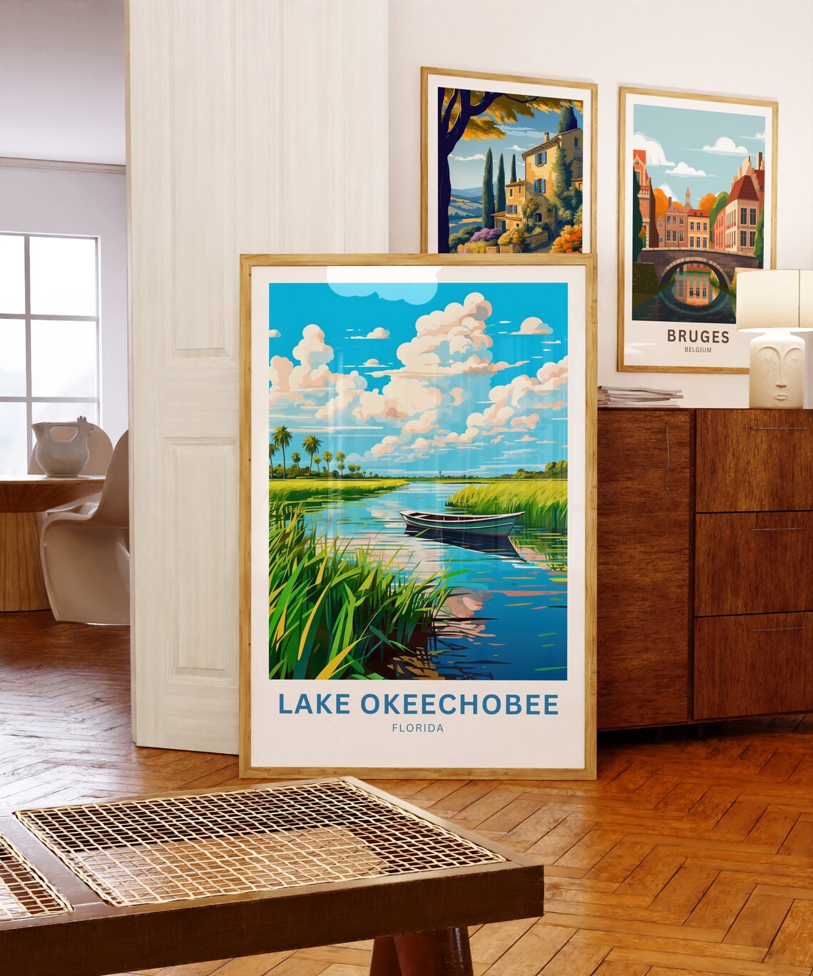 Lake Okeechobee Florida Marsh Channel Rowboat Nature Travel Poster - Image 5