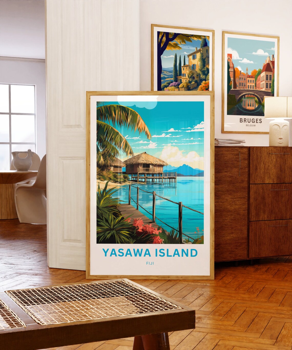Yasawa Island Fiji Personalized Thatched Bungalow Lagoon Poster - Image 5
