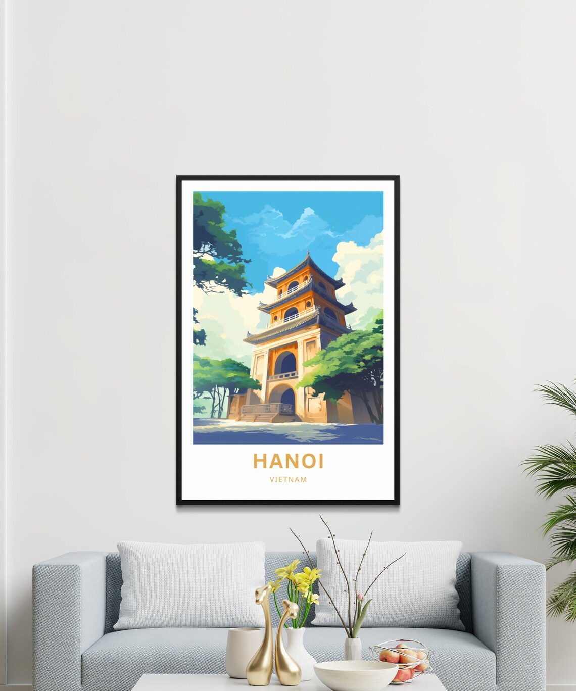 Hanoi Vietnam Yellow Pagoda Tower Green Park Travel Art Poster - Image 3