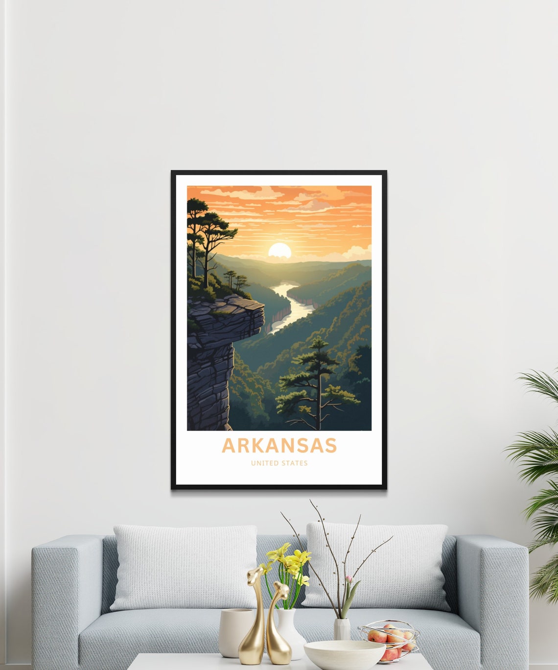 Personalized Arkansas Sunset Bluff Overlook River Valley Travel Poster - Image 3