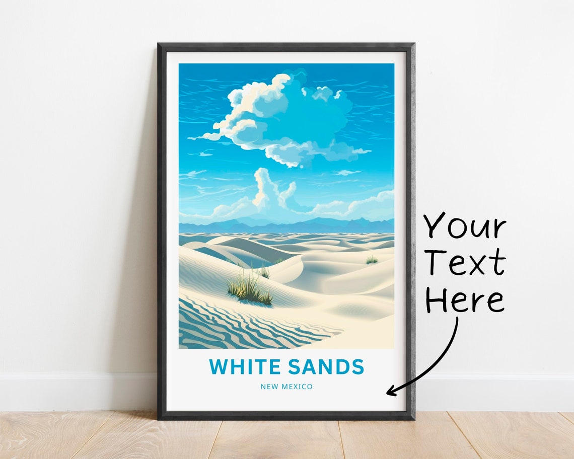 Personalized White Sands Travel Print White Sands Poster New Mexico Wall Art Framed Present Gift New Mexico Present