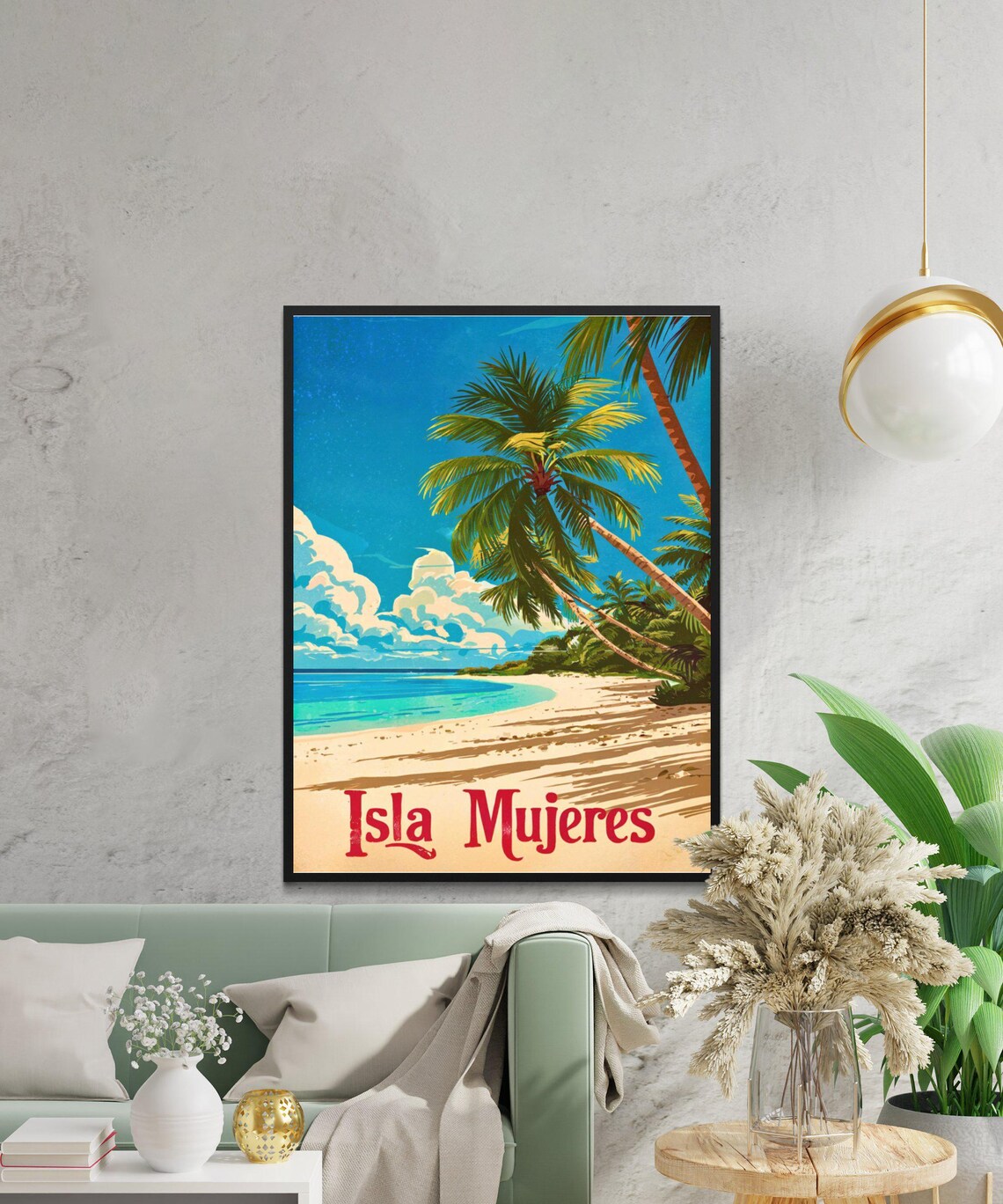 Isla Mujeres Mexico Scenic Palm Trees Beach Vintage Travel Poster - Image 4