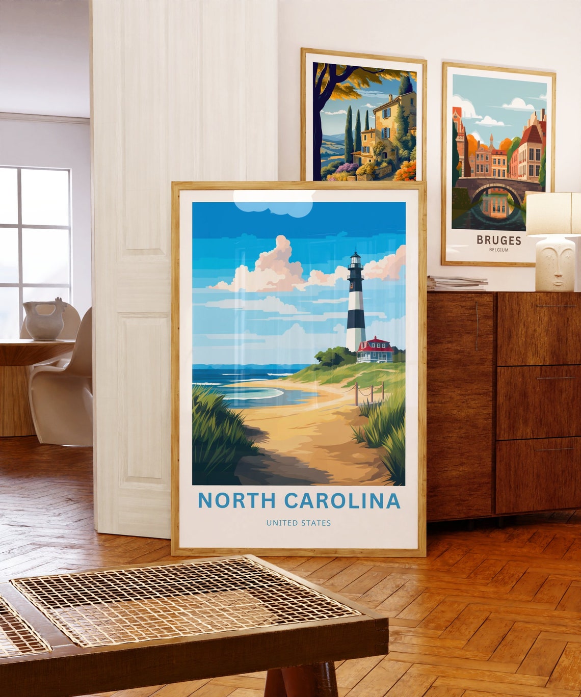 North Carolina Personalized Travel Poster Lighthouse Custom Name Gift - Image 5