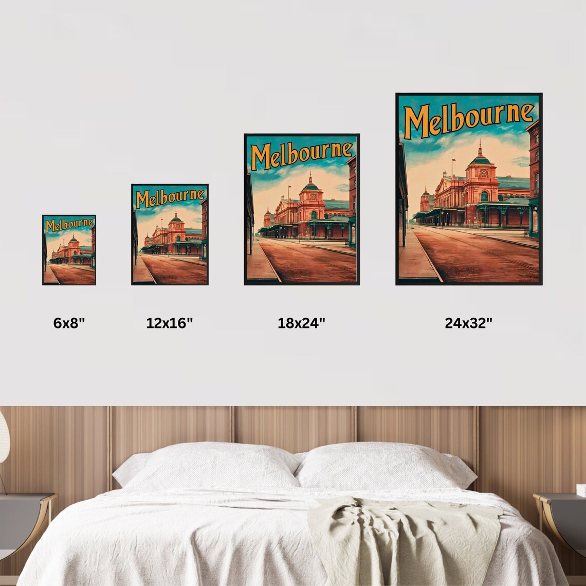 Melbourne Australia Historic Station Street Vintage Travel Poster - Image 2