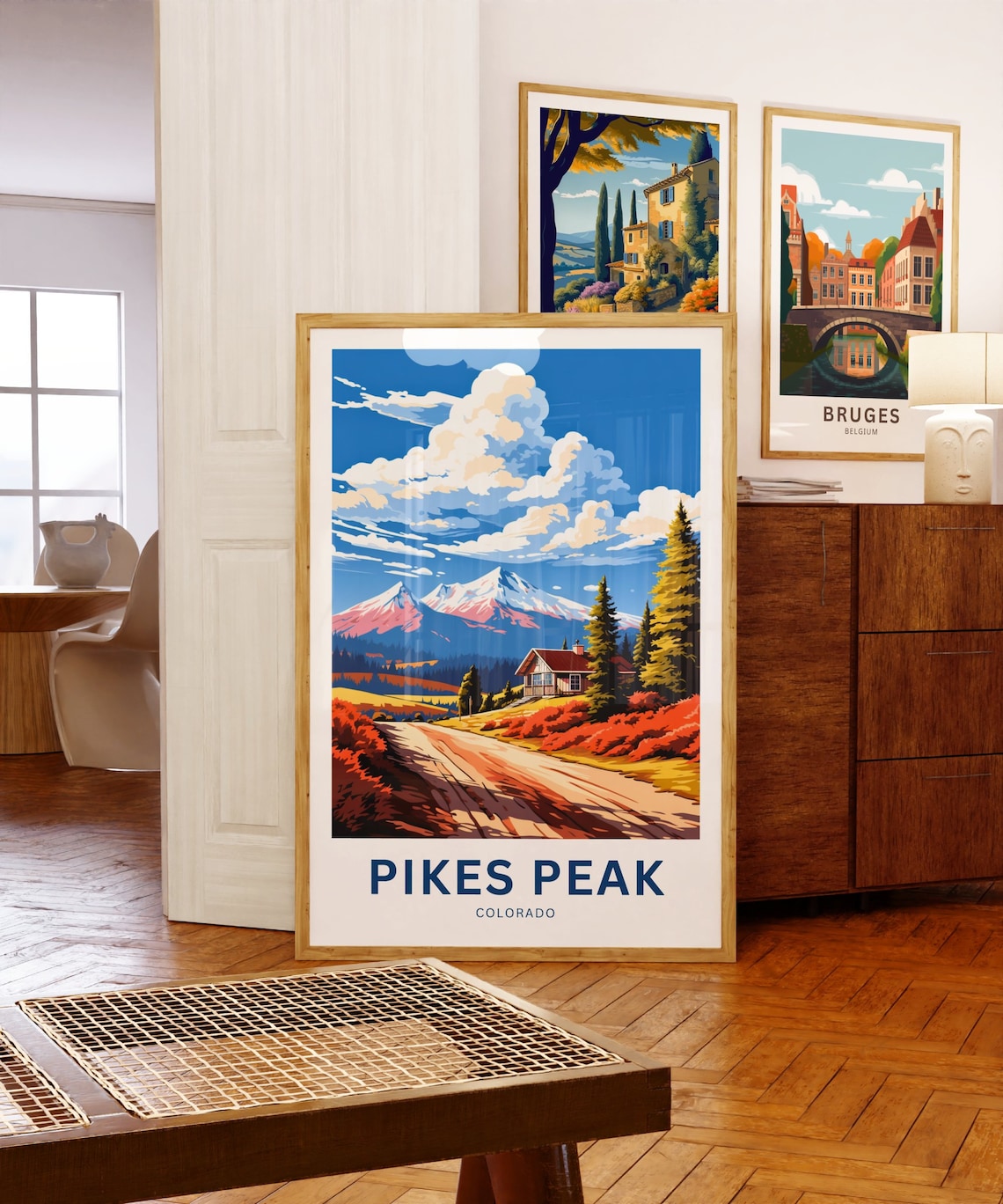 Pikes Peak Colorado Mountain Cabin Autumn Road Travel Poster - Image 5