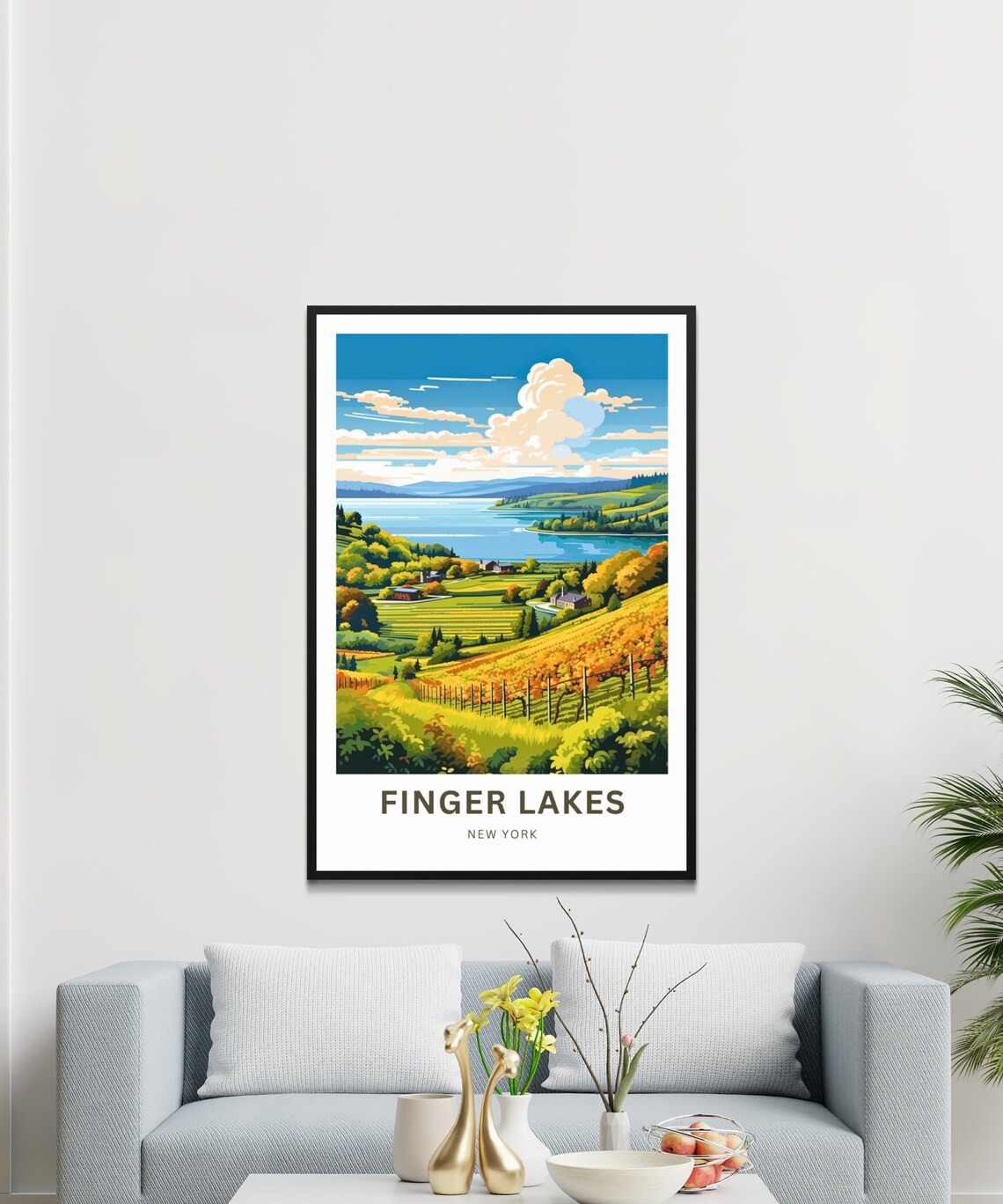 Finger Lakes Wine Vineyards New York Autumn Lake Travel Poster - Image 2