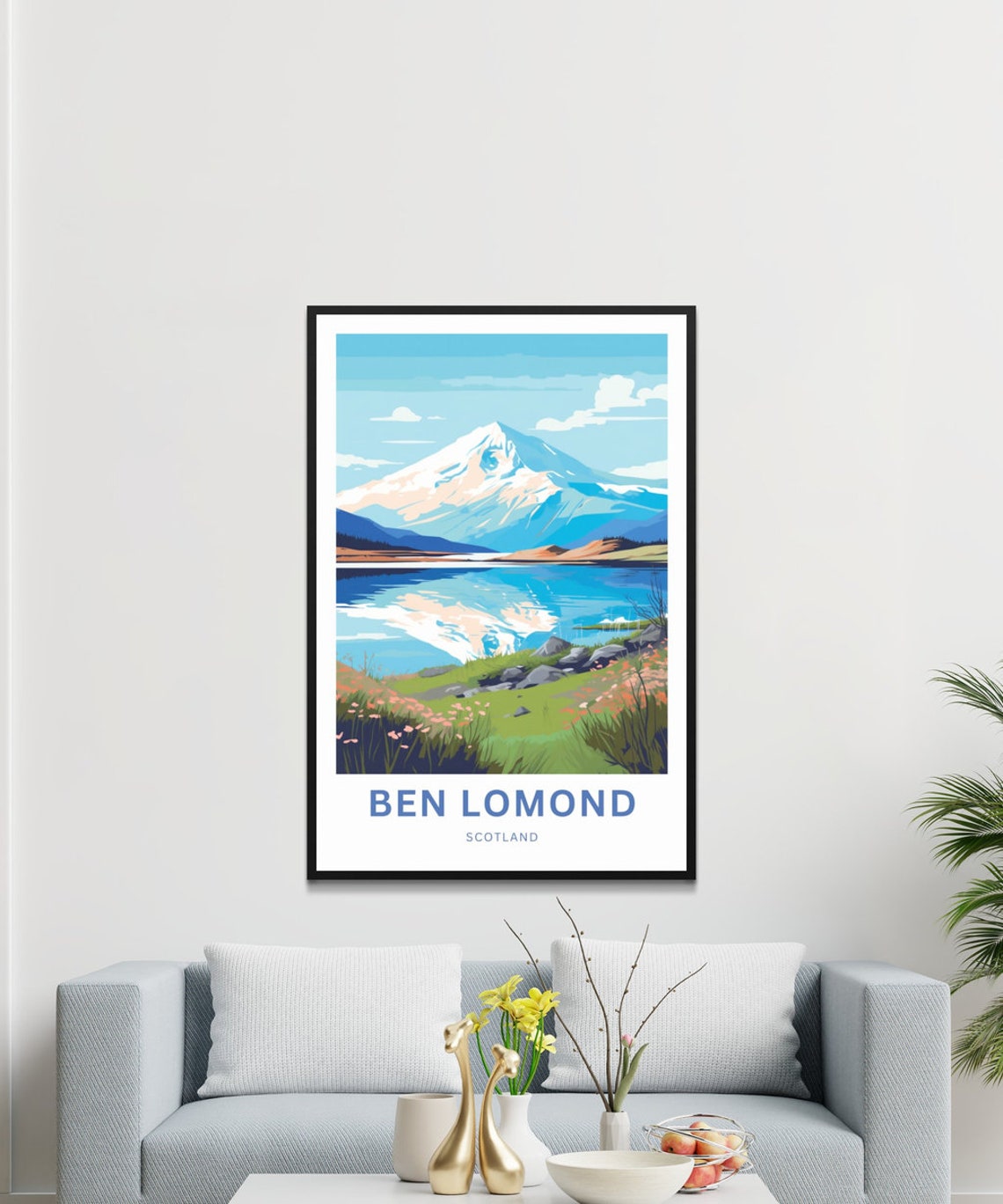 Personalized Ben Lomond Scotland Snowy Peak Loch Vintage View Poster - Image 3